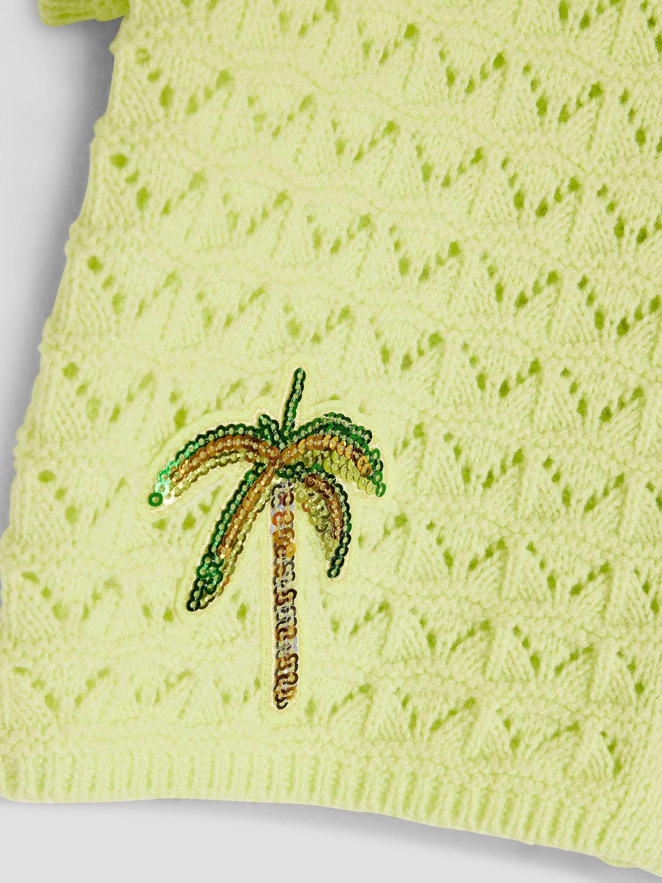  image of river-island-mini-girls-revere-palm-tree-shirt-set-lime-green
