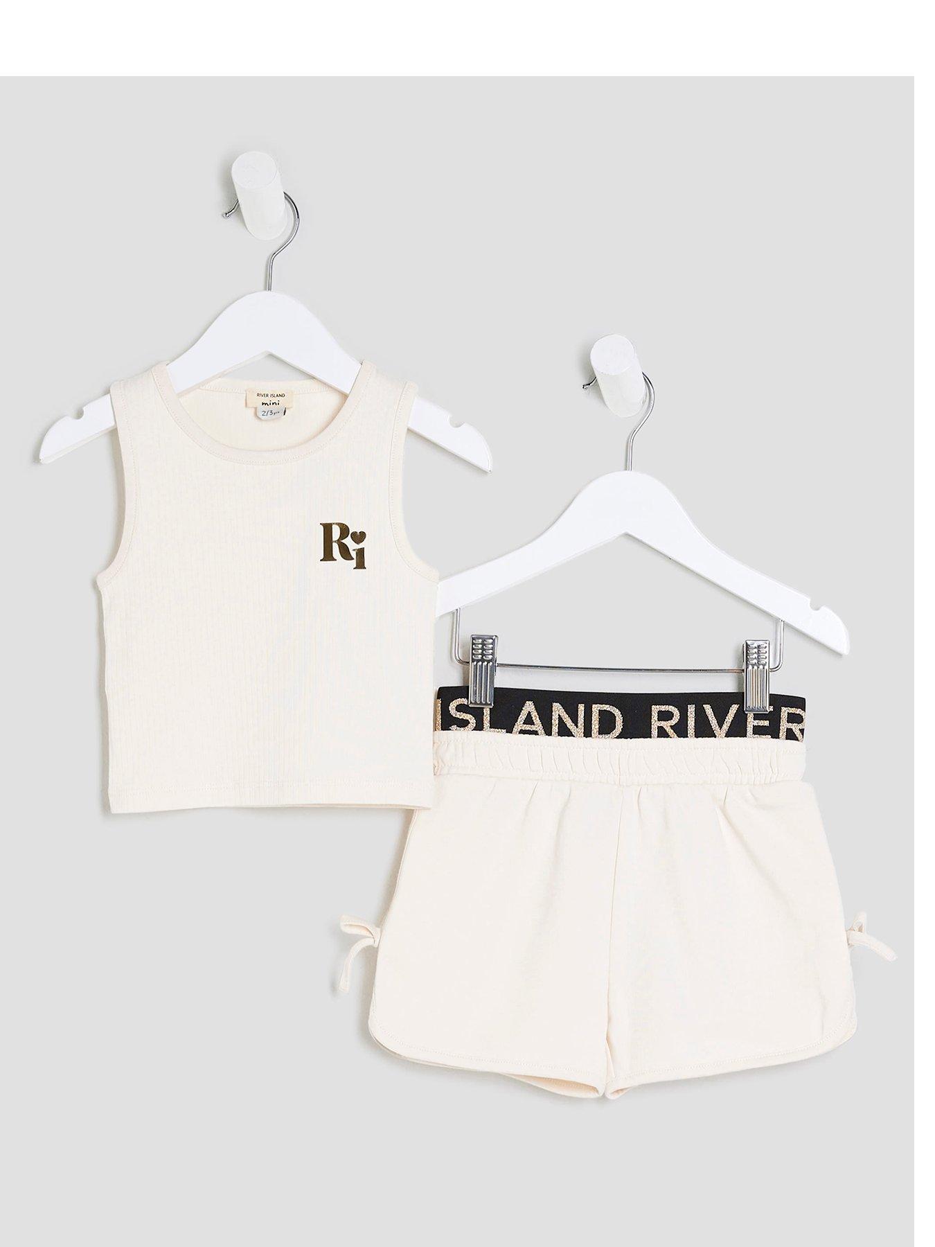 undefined Girl Runner Shorts Set - Cream