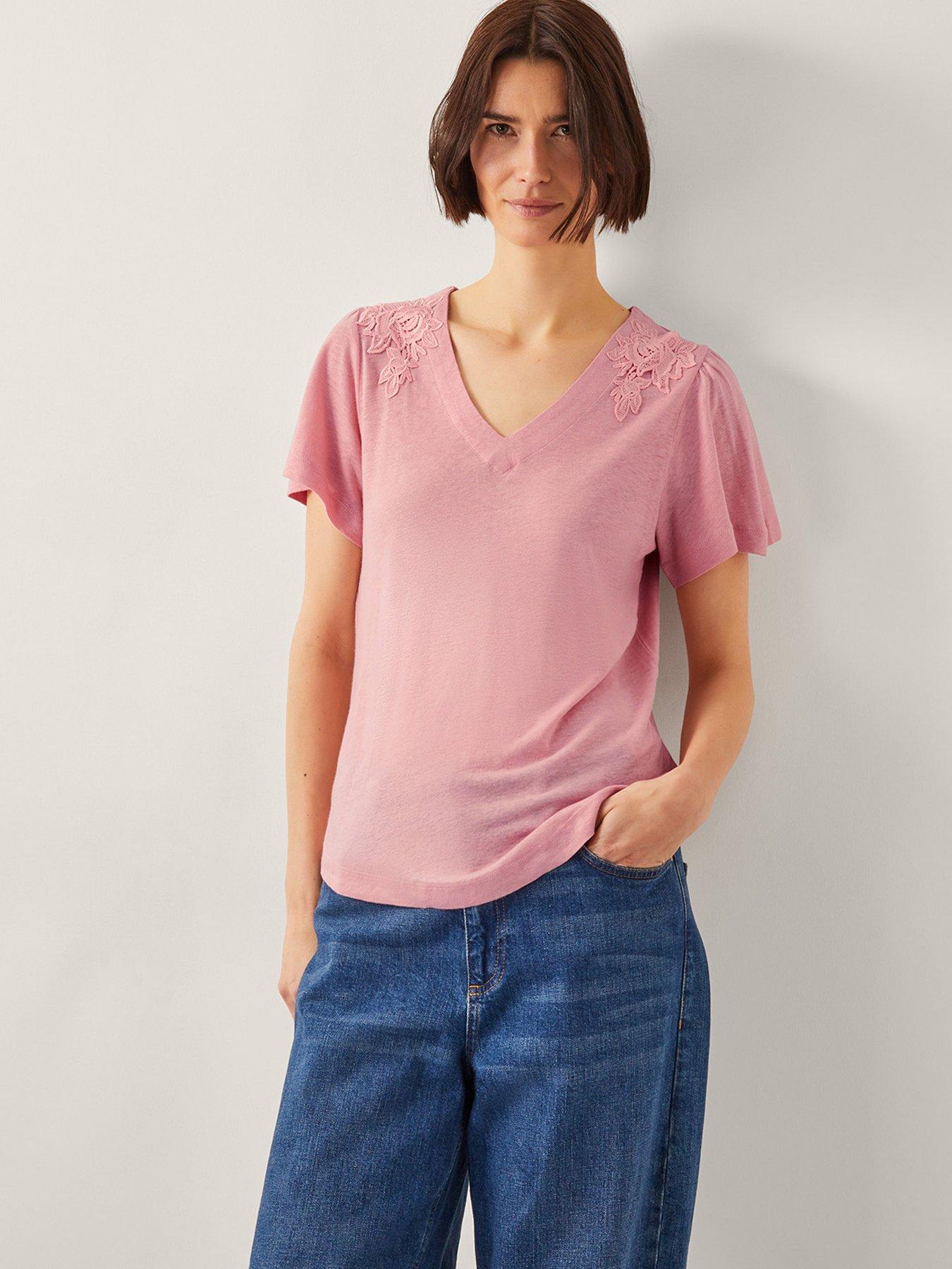 undefined Mabel Linen Blend T-Shirt - Blush