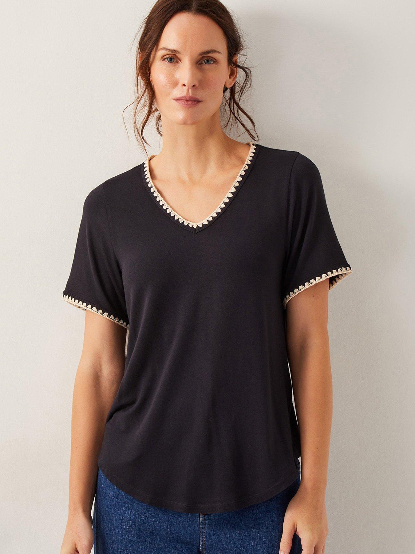 undefined Tilly Trim Jersey T-Shirt - Black