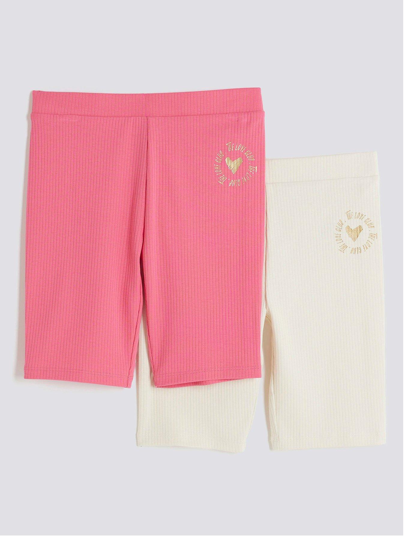 river-island-girls-pack-of-2-cycling-shorts-cream-pink
