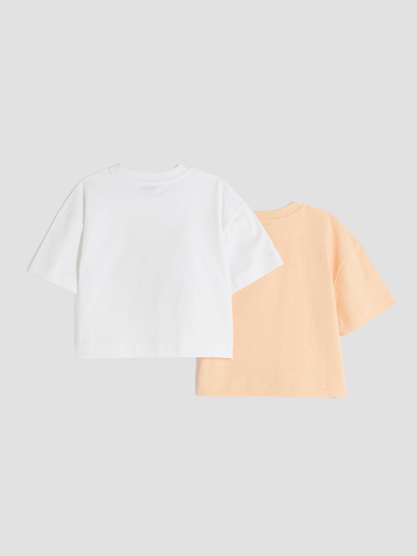  image of river-island-girls-pack-of-2-graphic-t-shirts-coral-oranges
