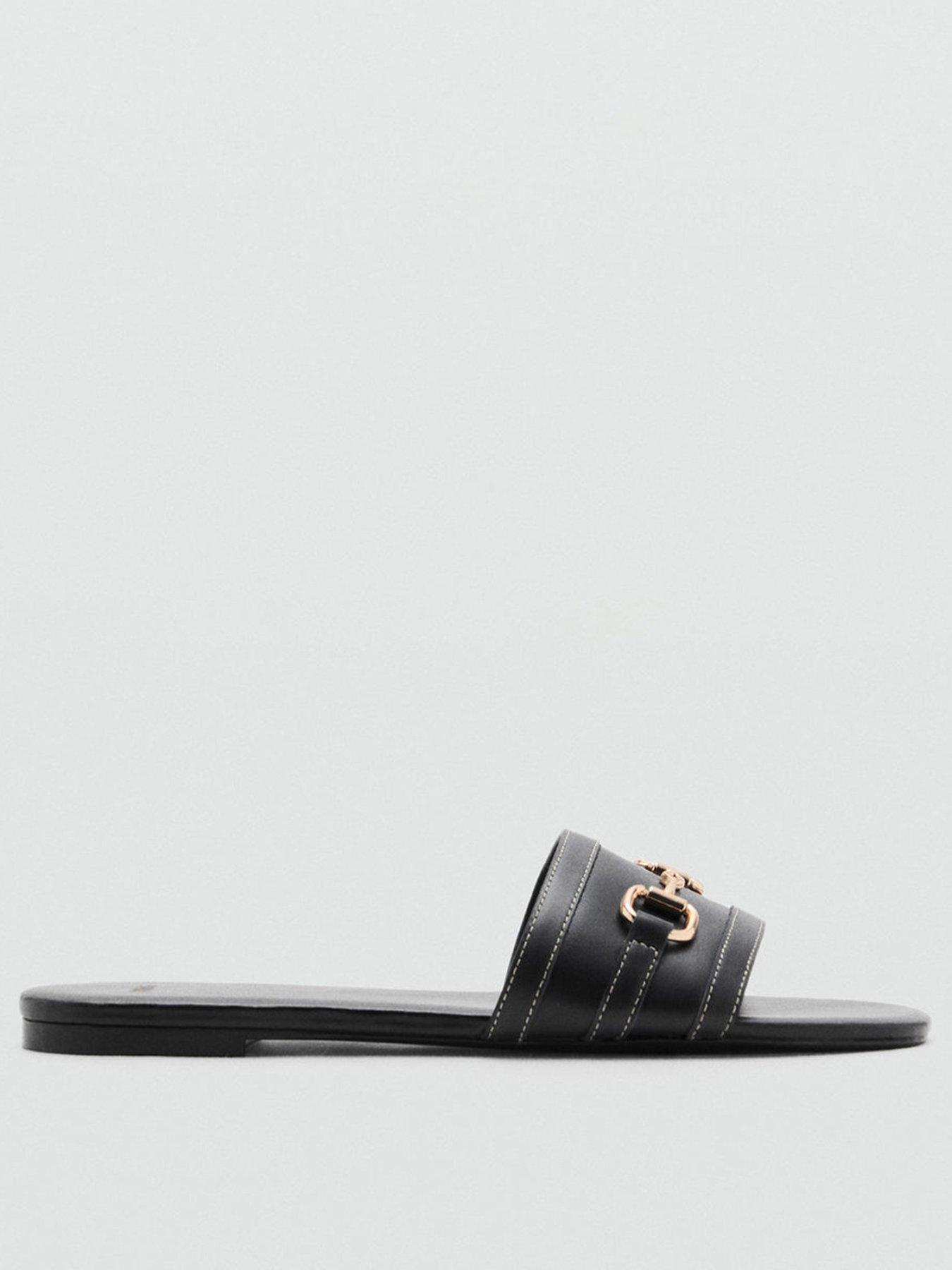mango-buckle-leather-sandals-black