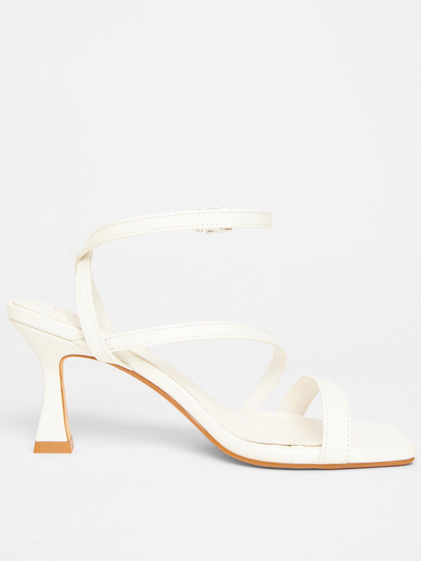 Image 1 of 5 of Quiz Wide Fit White Asymmetric Heels