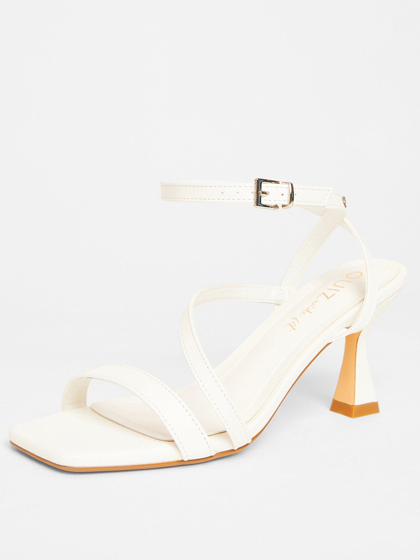 Image 2 of 5 of Quiz Wide Fit White Asymmetric Heels