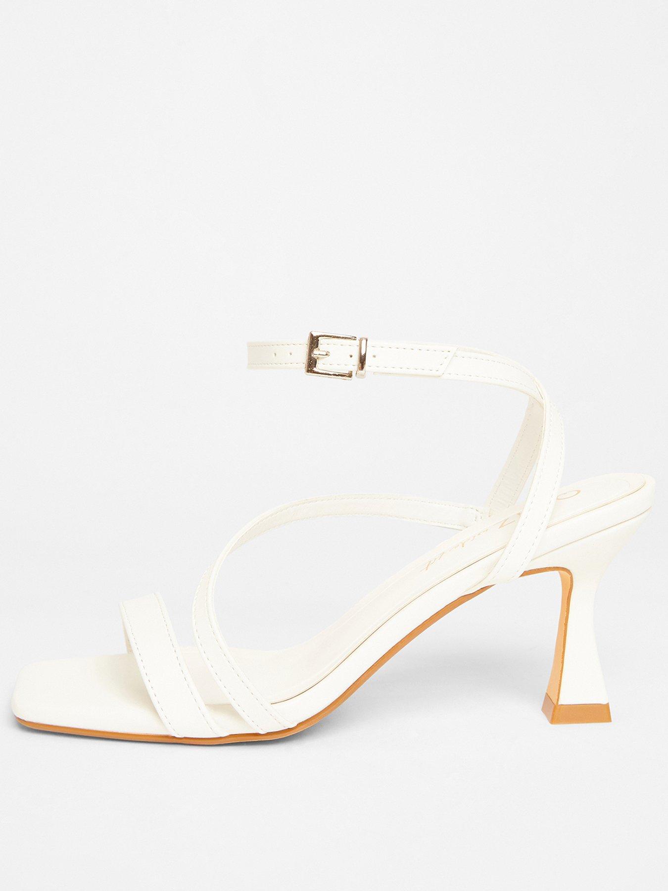 Image 3 of 5 of Quiz Wide Fit White Asymmetric Heels