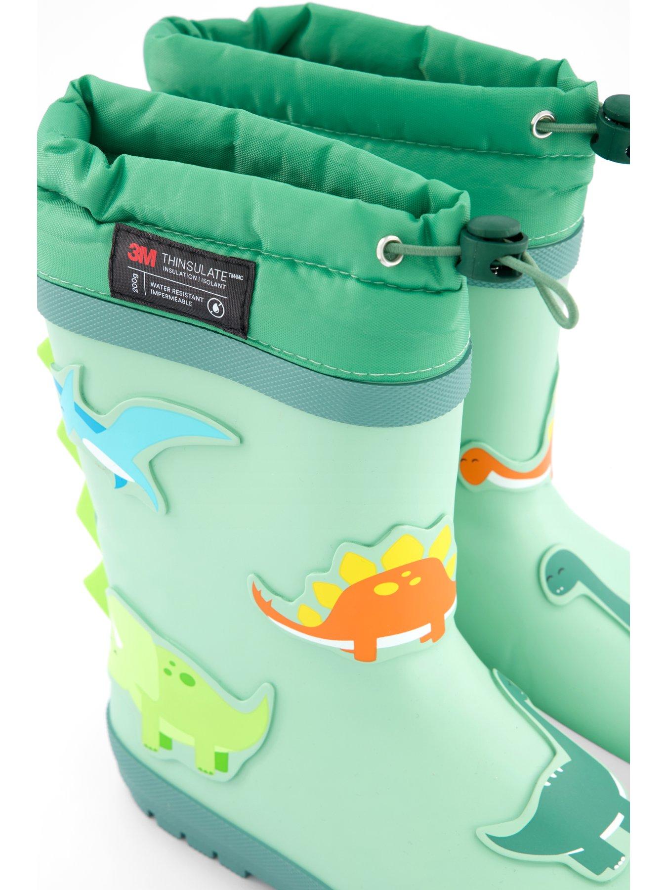  image of the-very-collection-toezone-dinosaur-thinsulate-rubber-wellie-green