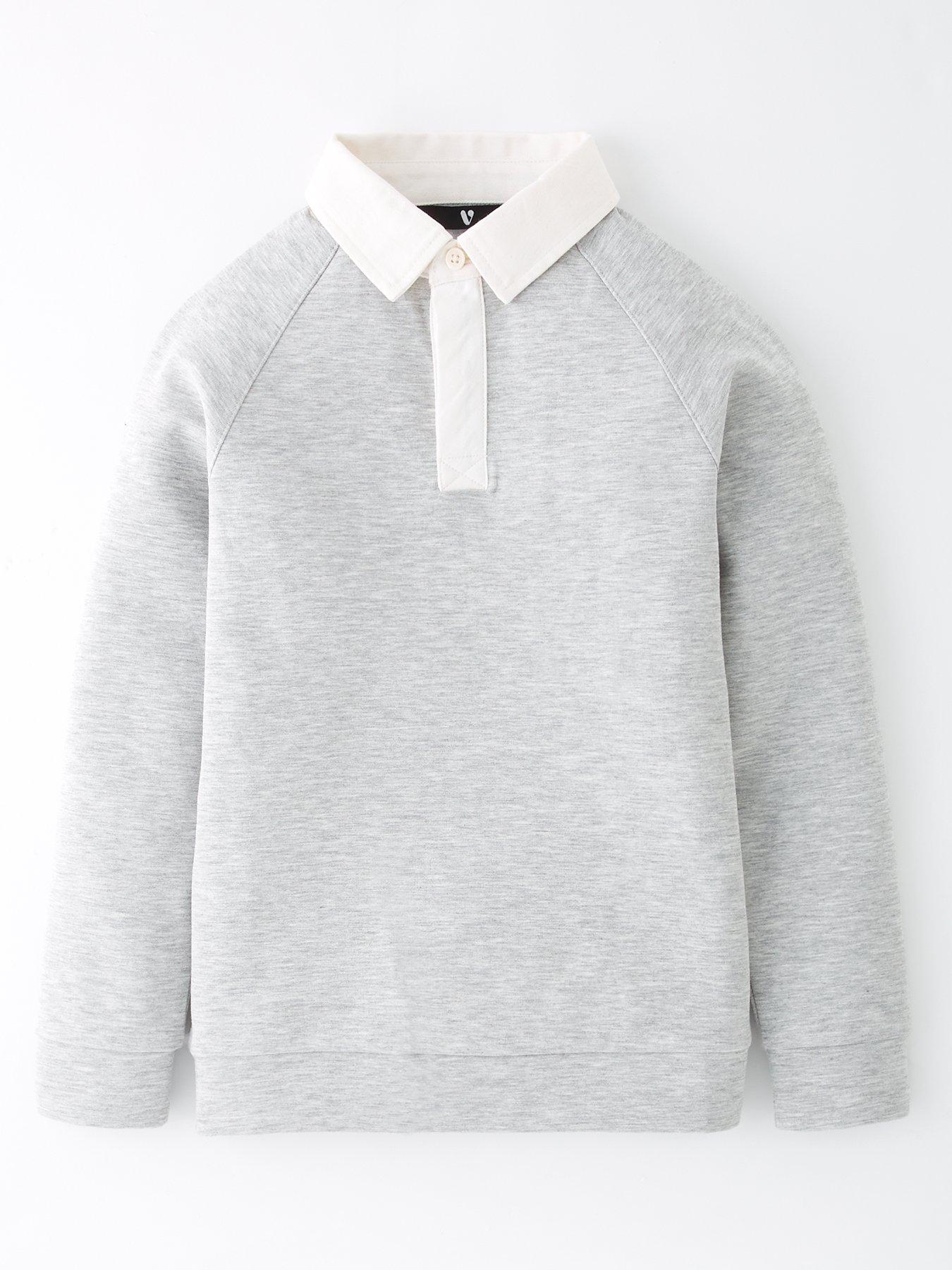 undefined Boys Elevated Heavyweight Collar Sweatshirt - Grey
