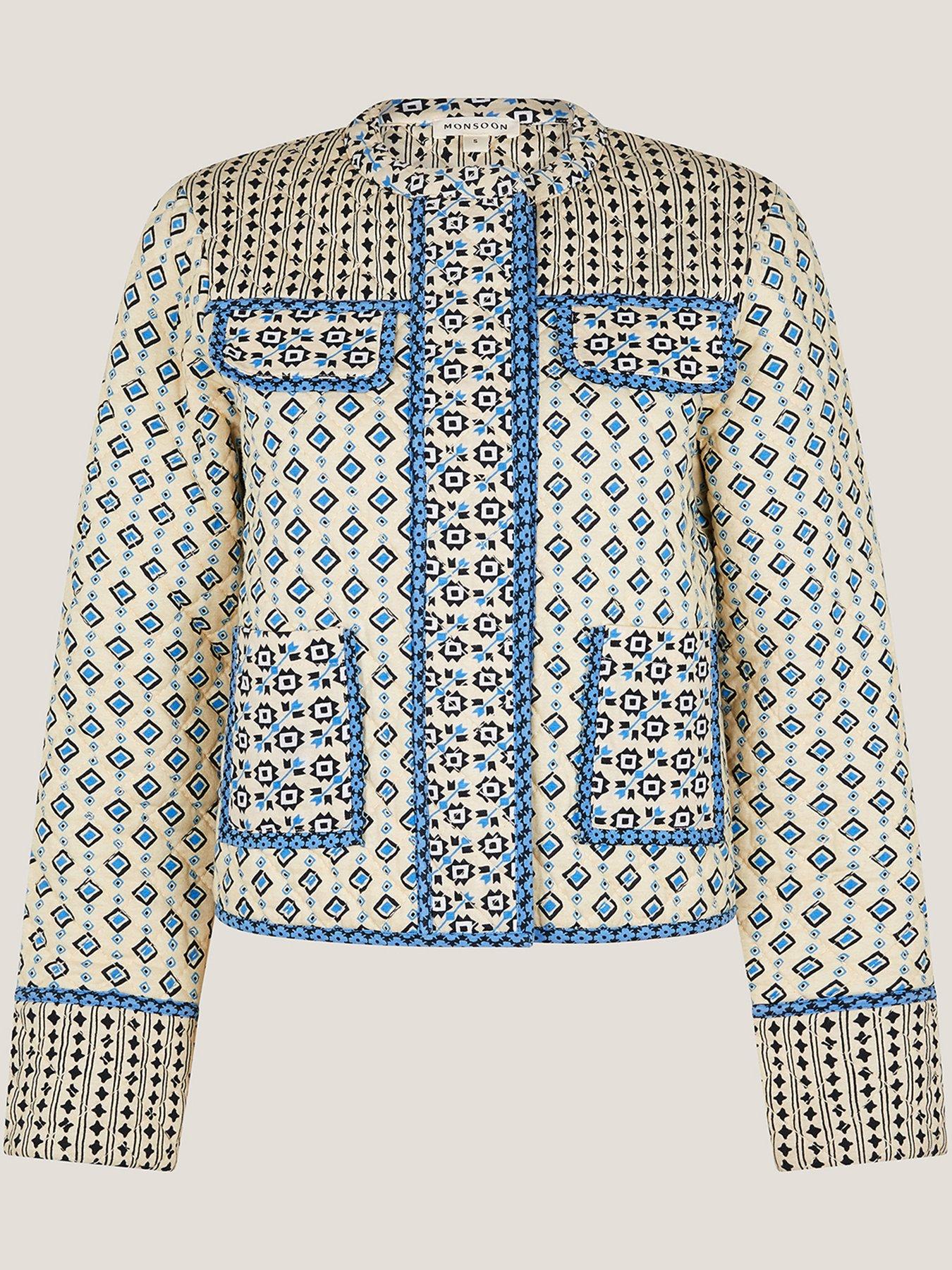  image of monsoon-judy-geometric-quilted-jacket-ivory-cream