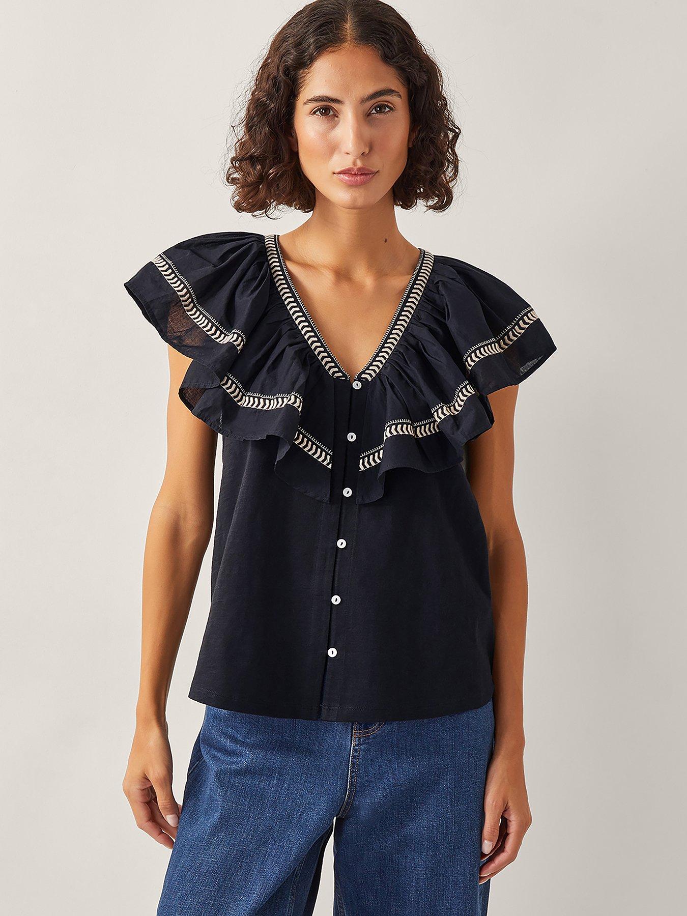 undefined Fenn Fabric Mix Top - Black