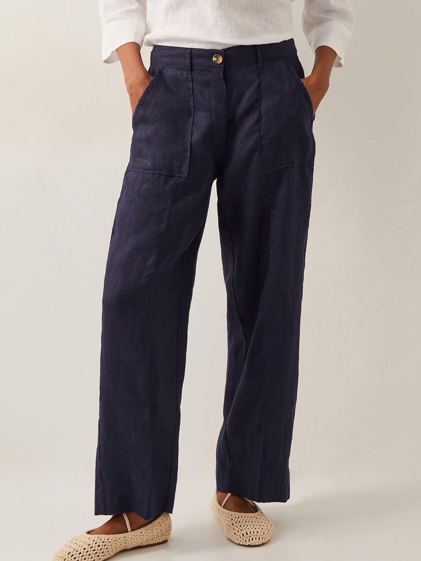 undefined Jolie Linen Trouser - Navy