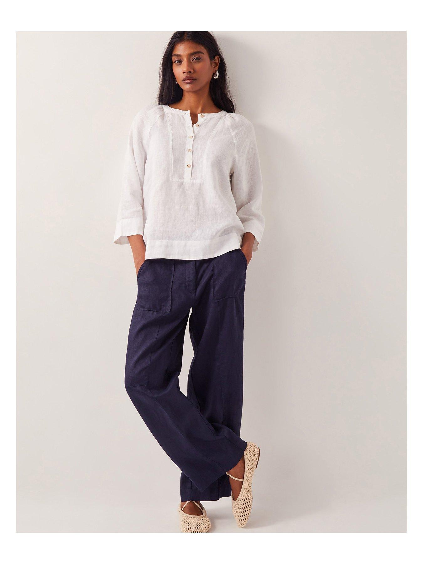  image of monsoon-jolie-linen-trouser-navy