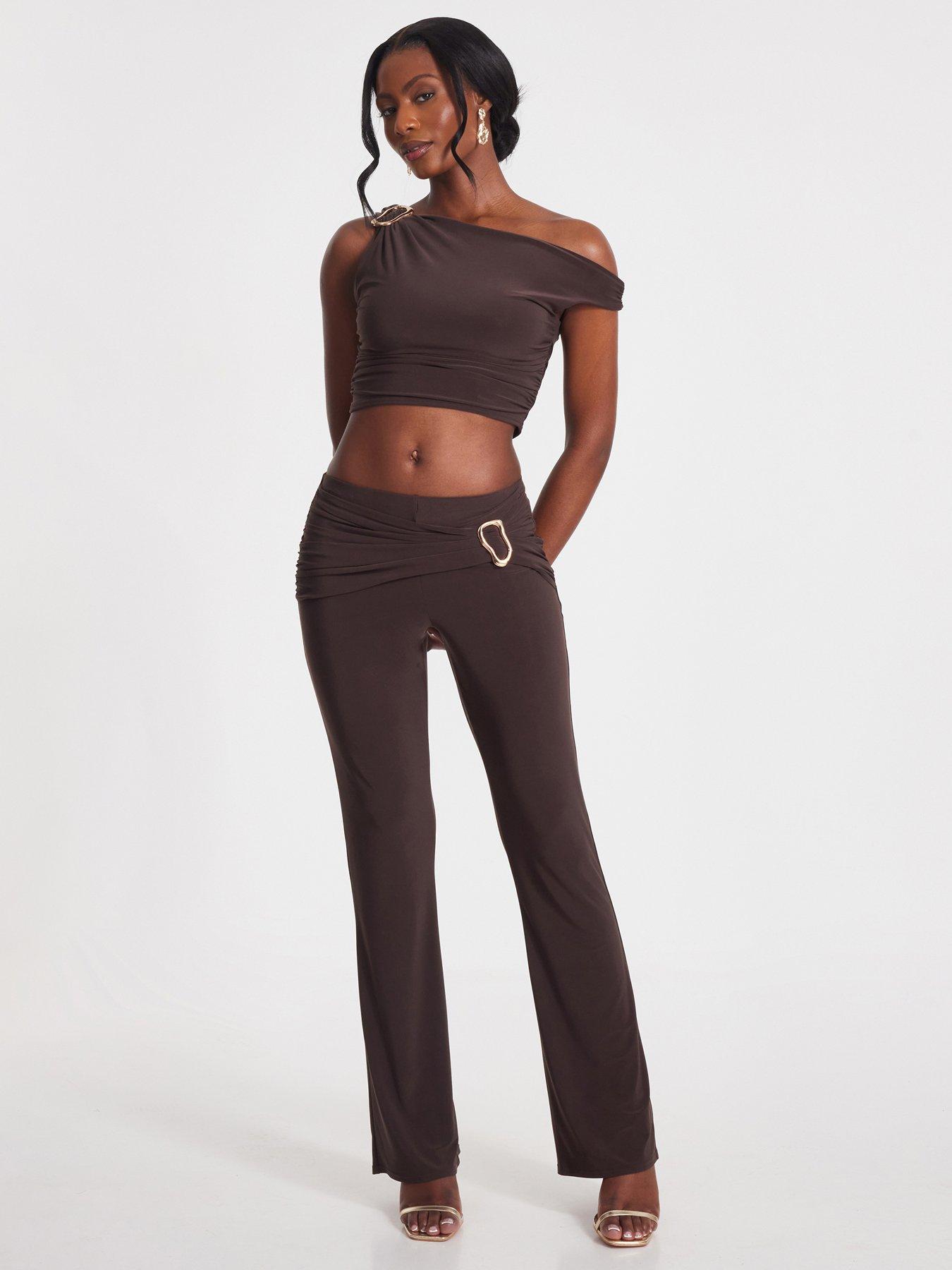 undefined Brown Buckle Detail Trousers