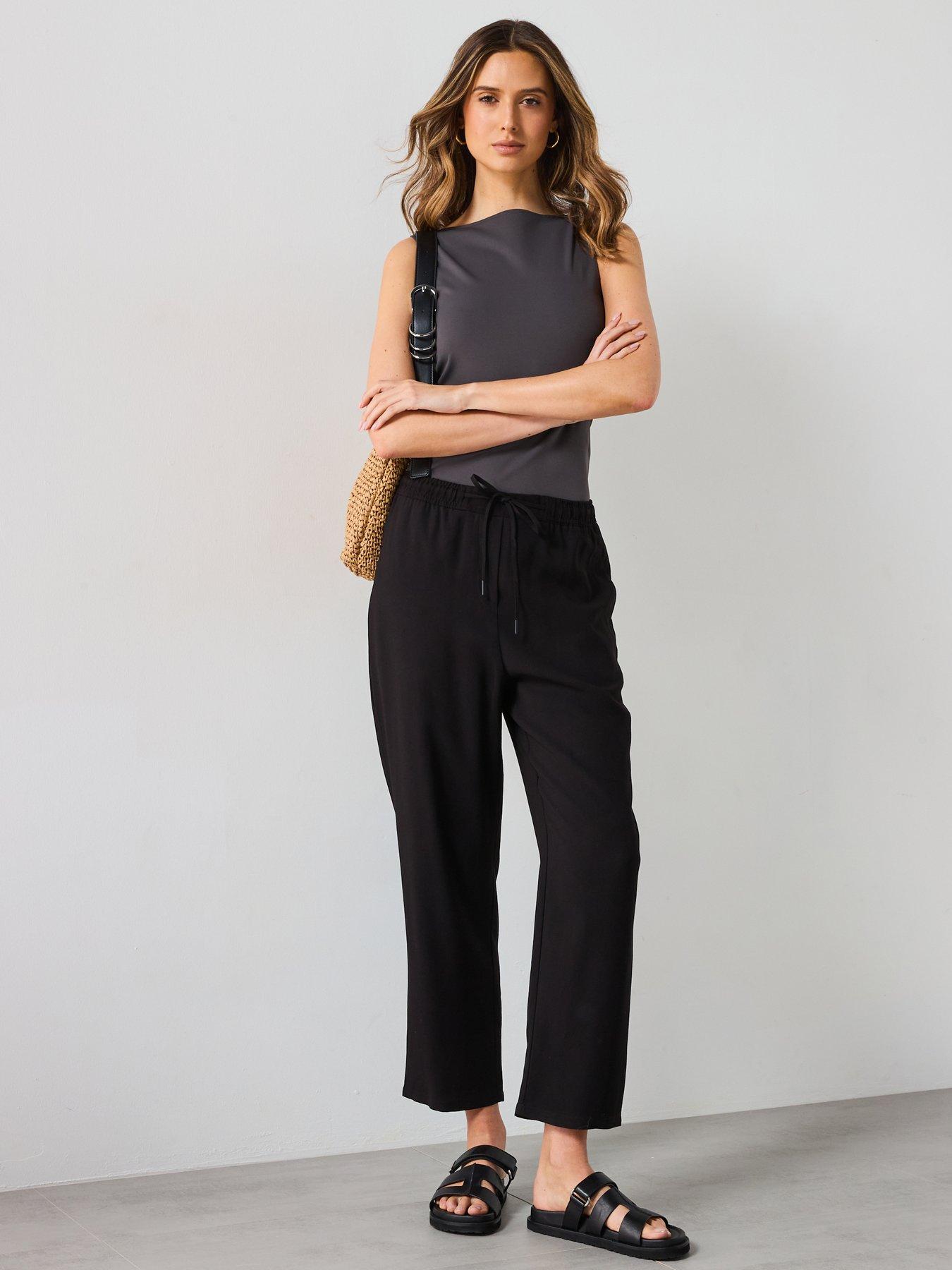  image of mango-elastic-waist-flowy-trousers