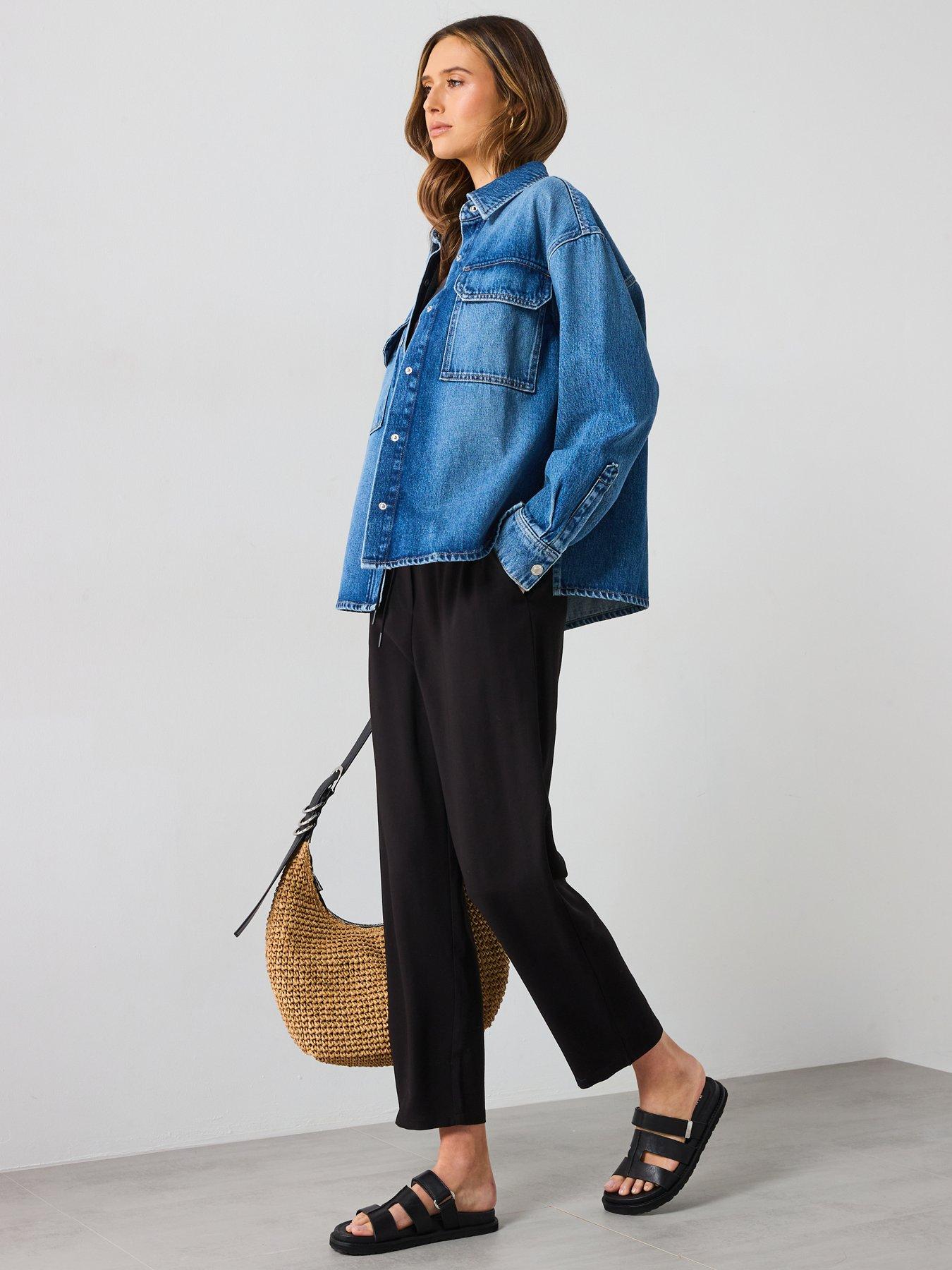  image of mango-elastic-waist-flowy-trousers