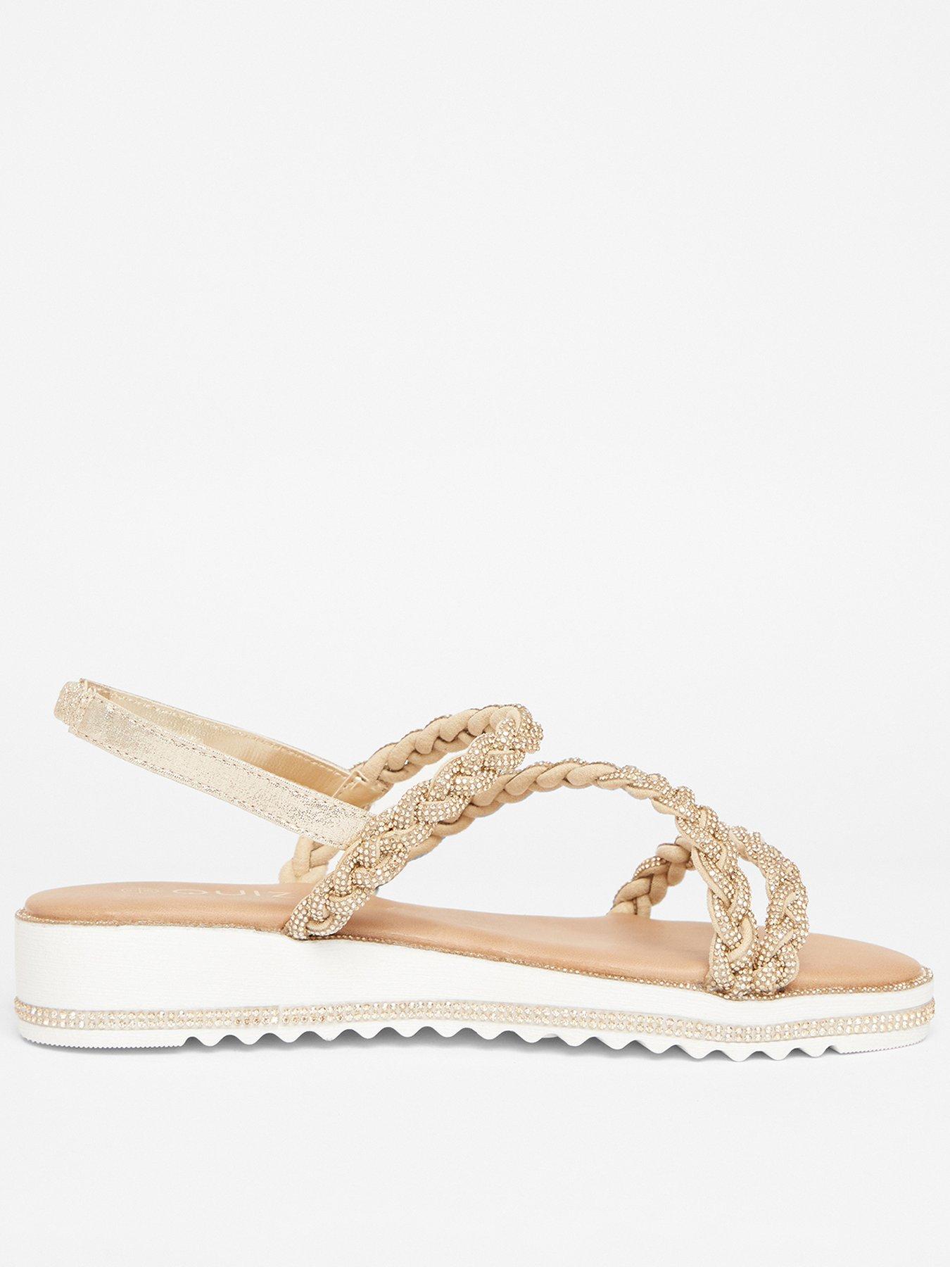 quiz-wide-fit-gold-flat-sandals