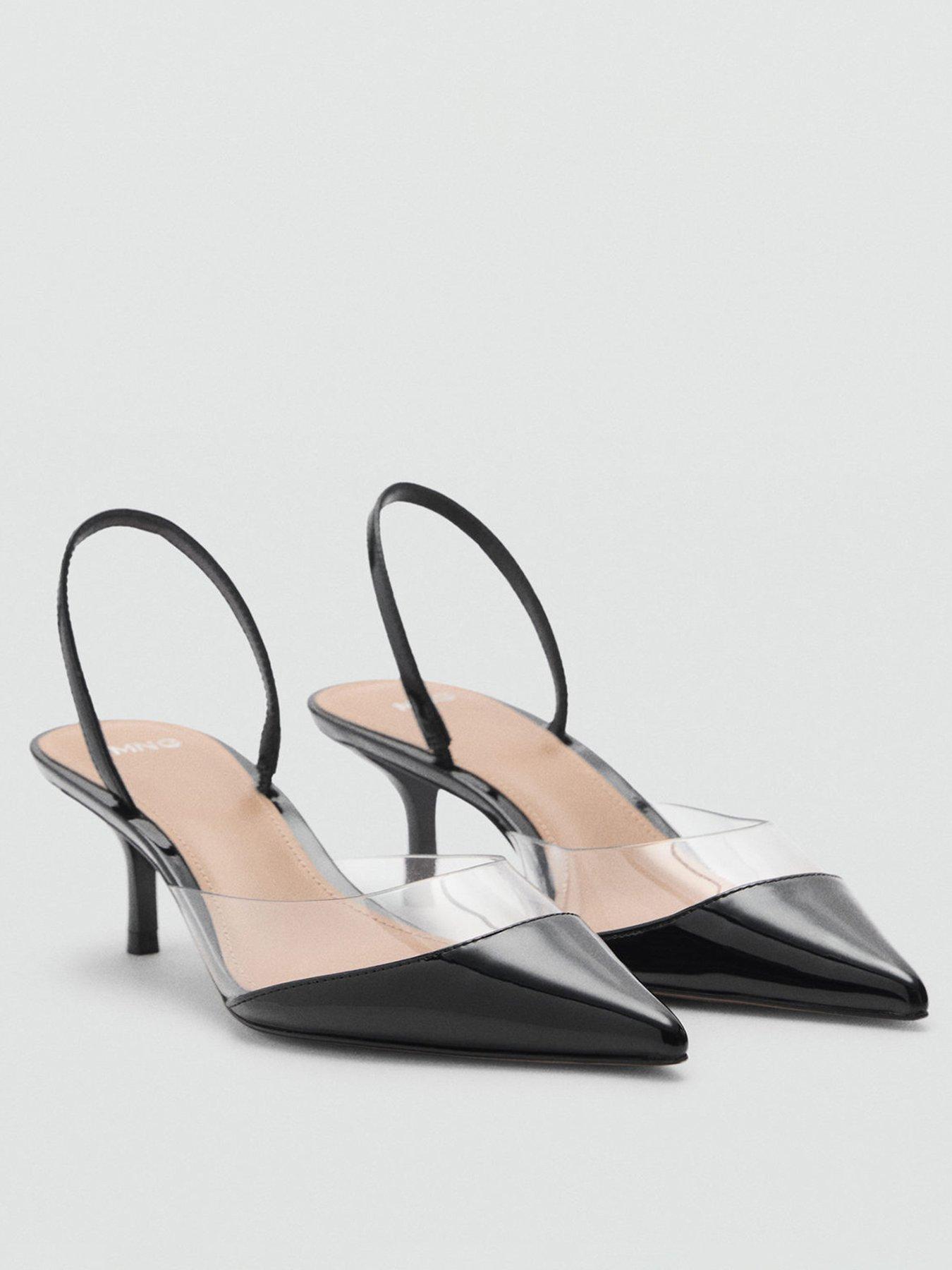  image of mango-heeled-shoes-with-vinyl-panel-black