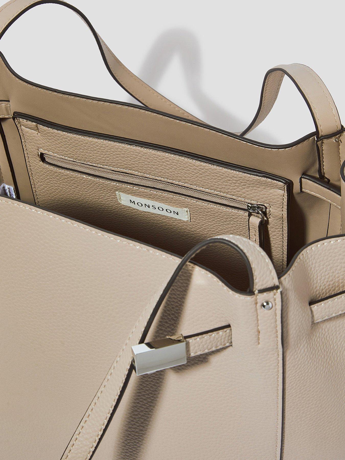  image of monsoon-kate-strap-detail-tote-bag-grey
