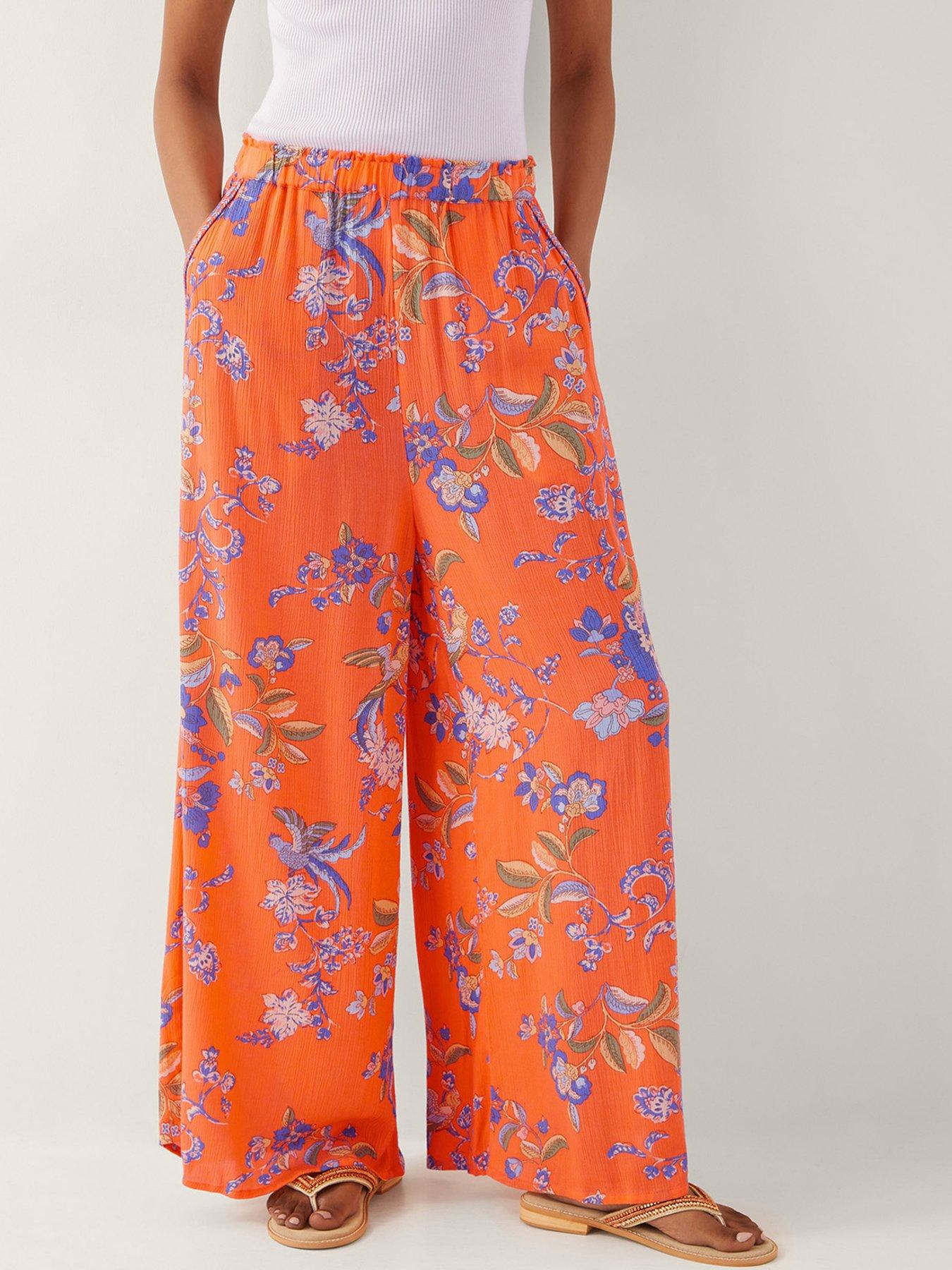 undefined Kaia Floral Trousers - Orange