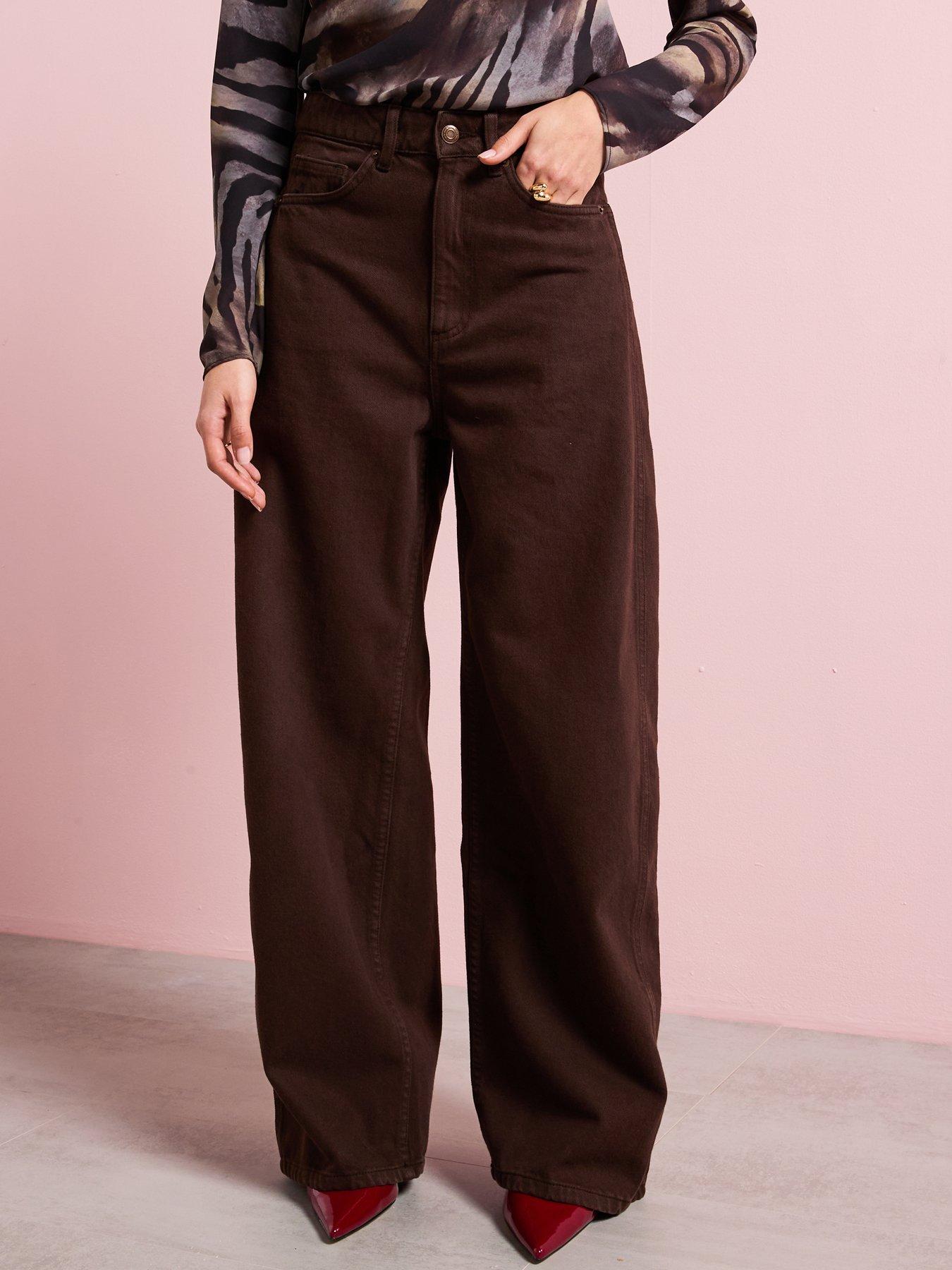 stillFront image of mango-high-rise-balloon-jeans-brown