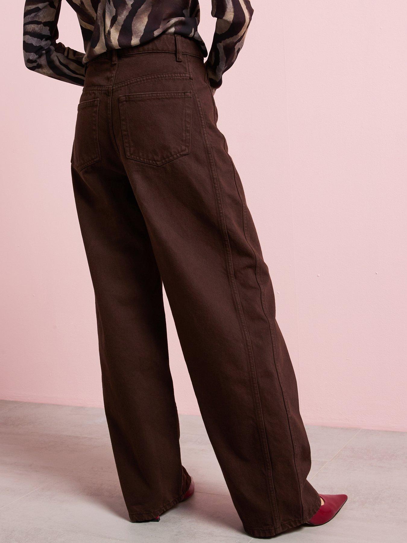  image of mango-high-rise-balloon-jeans-brown
