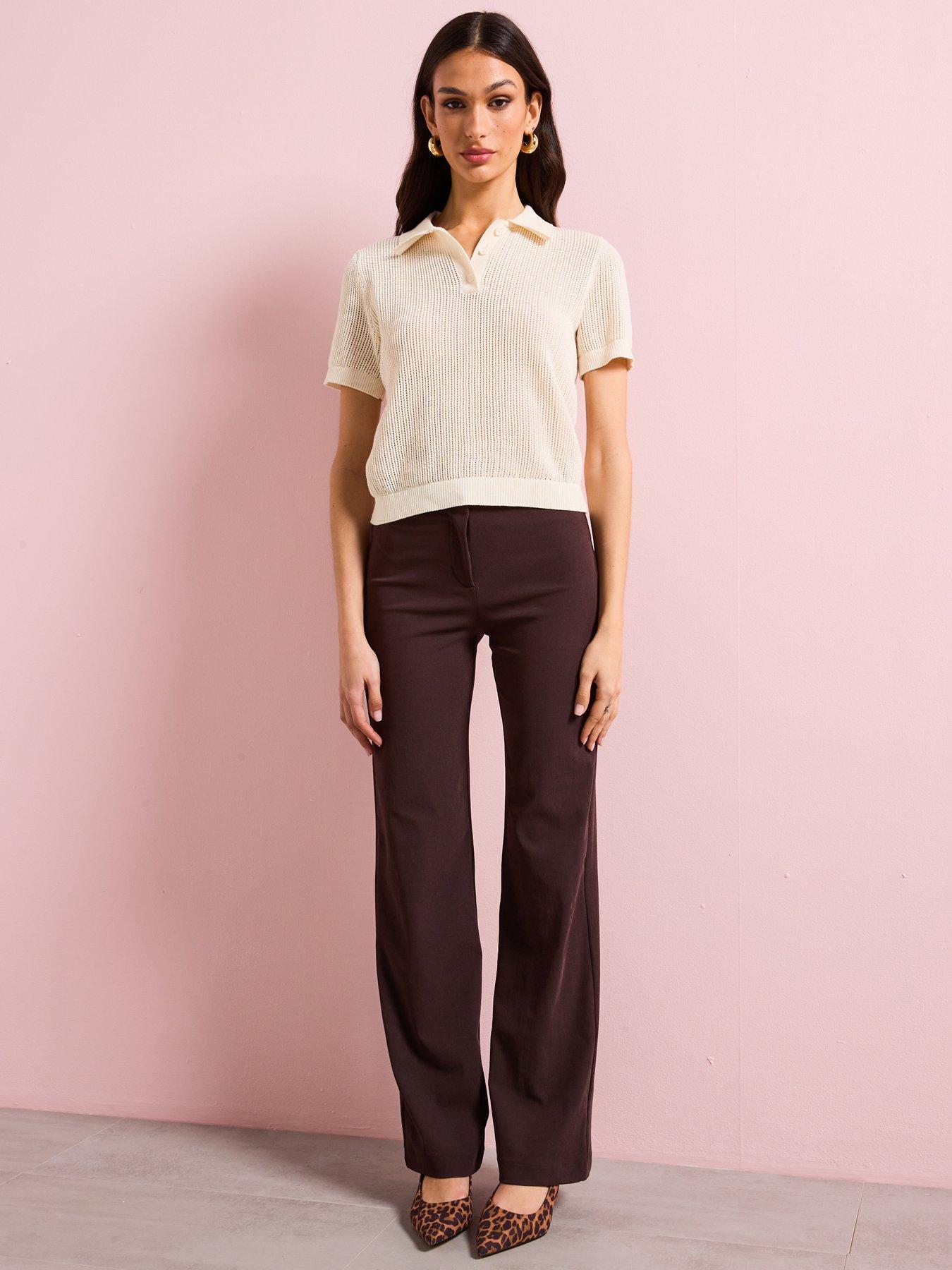  image of mango-straight-suit-trousers-brown