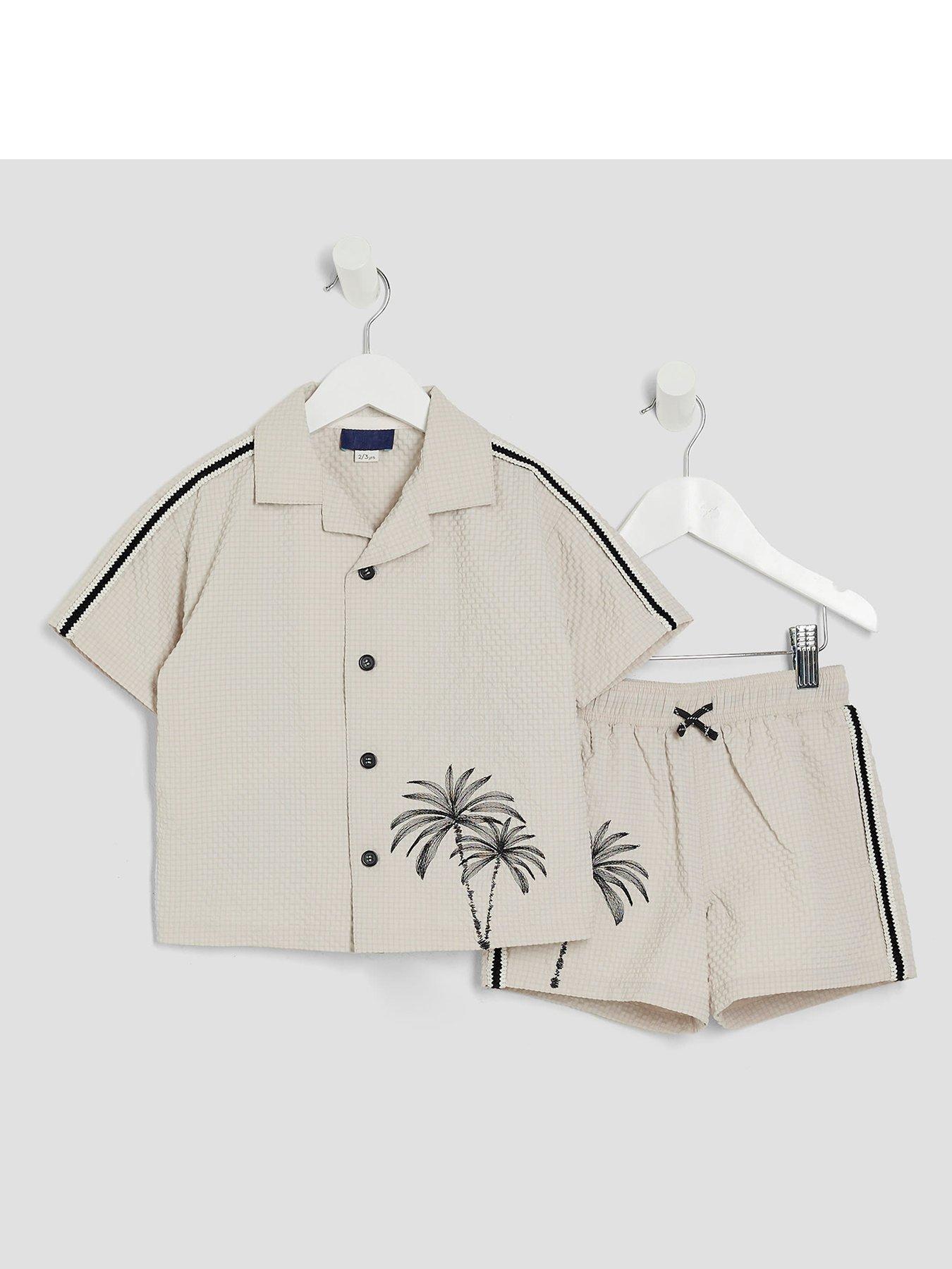  image of river-island-mini-boys-stone-palm-swim-shorts-set-stone