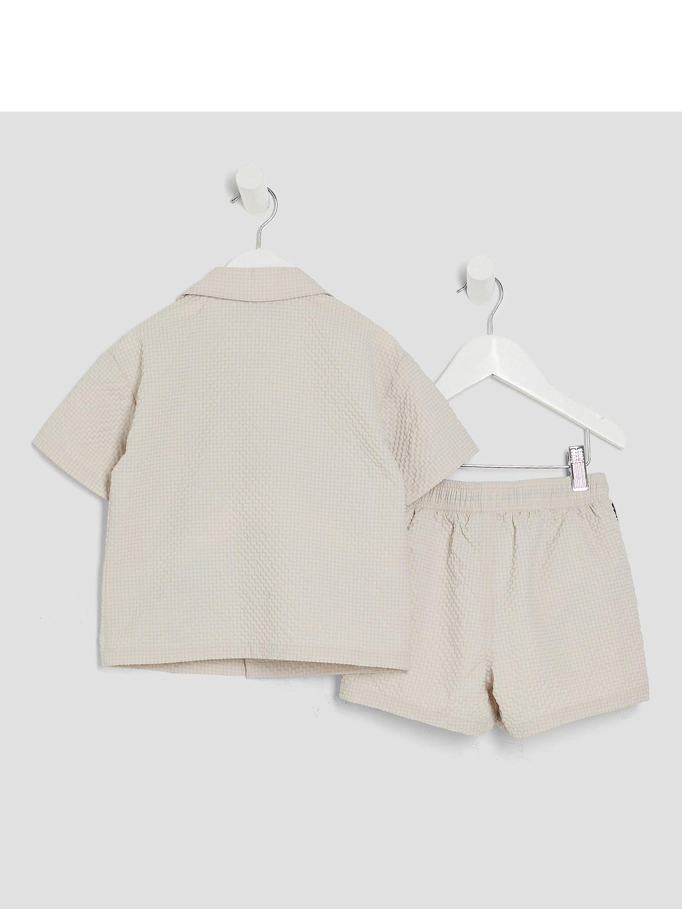  image of river-island-mini-boys-stone-palm-swim-shorts-set-stone