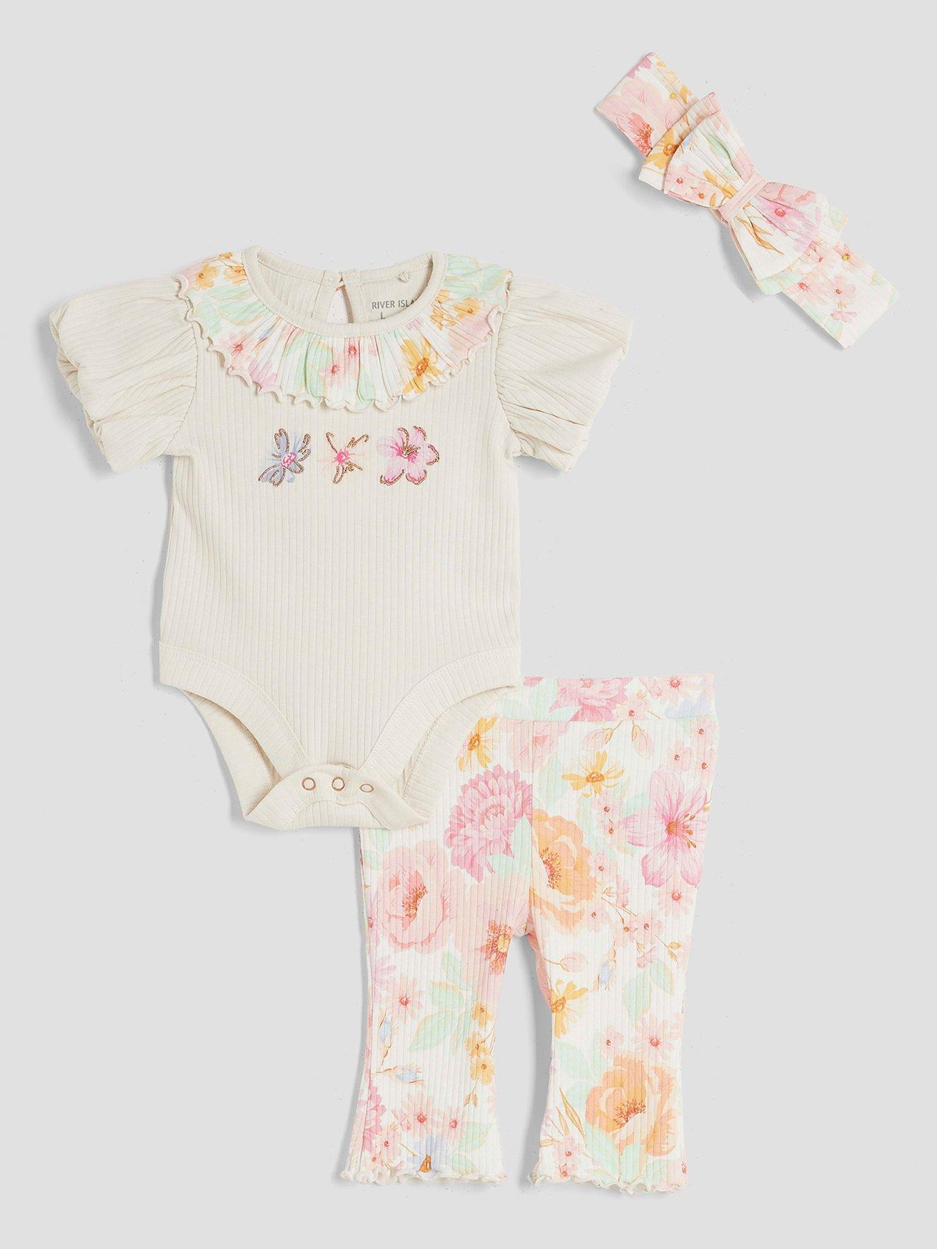  image of river-island-baby-girls-floral-print-set-cream