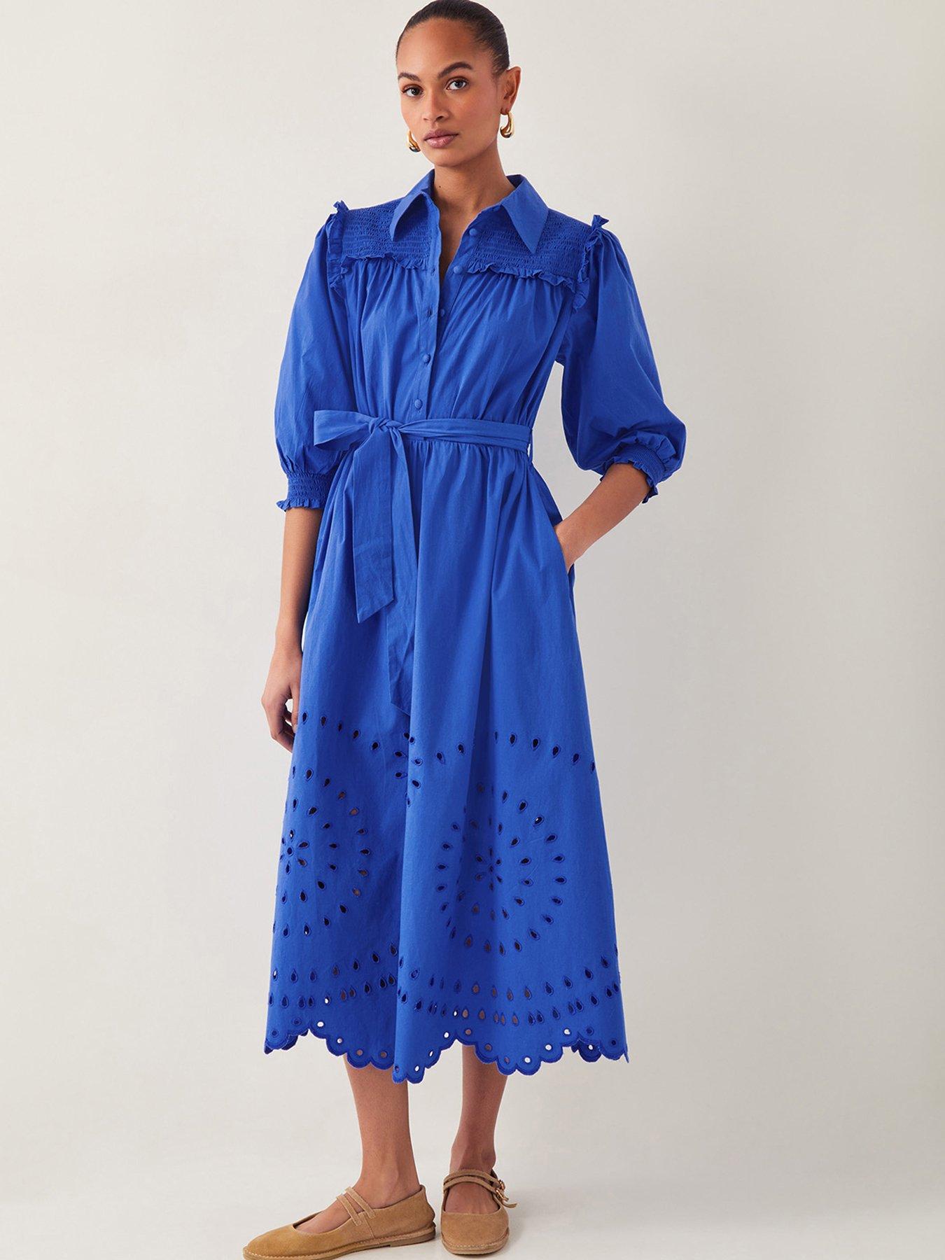 undefined Jules Broderie Dress - Blue