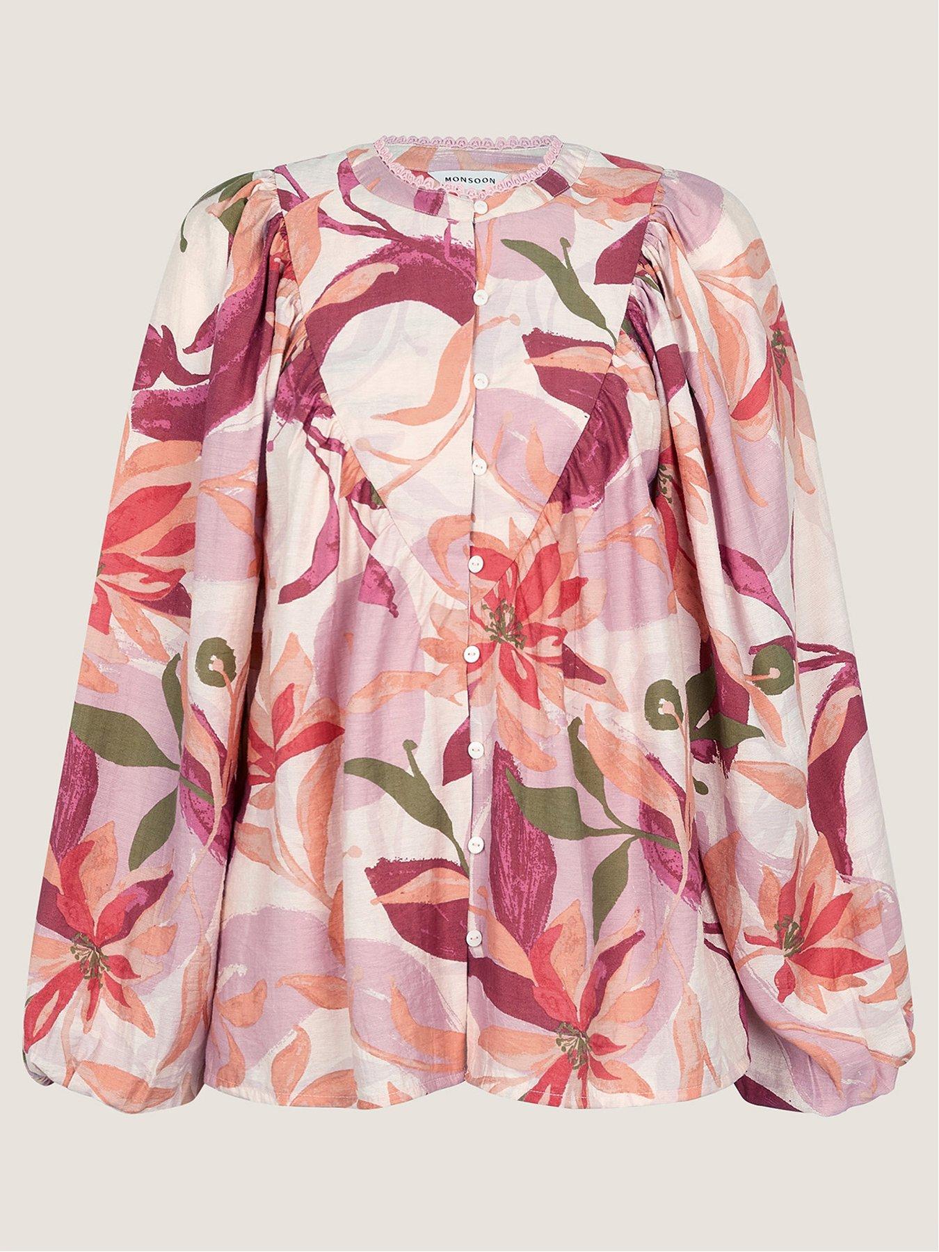  image of monsoon-piper-print-top-orange