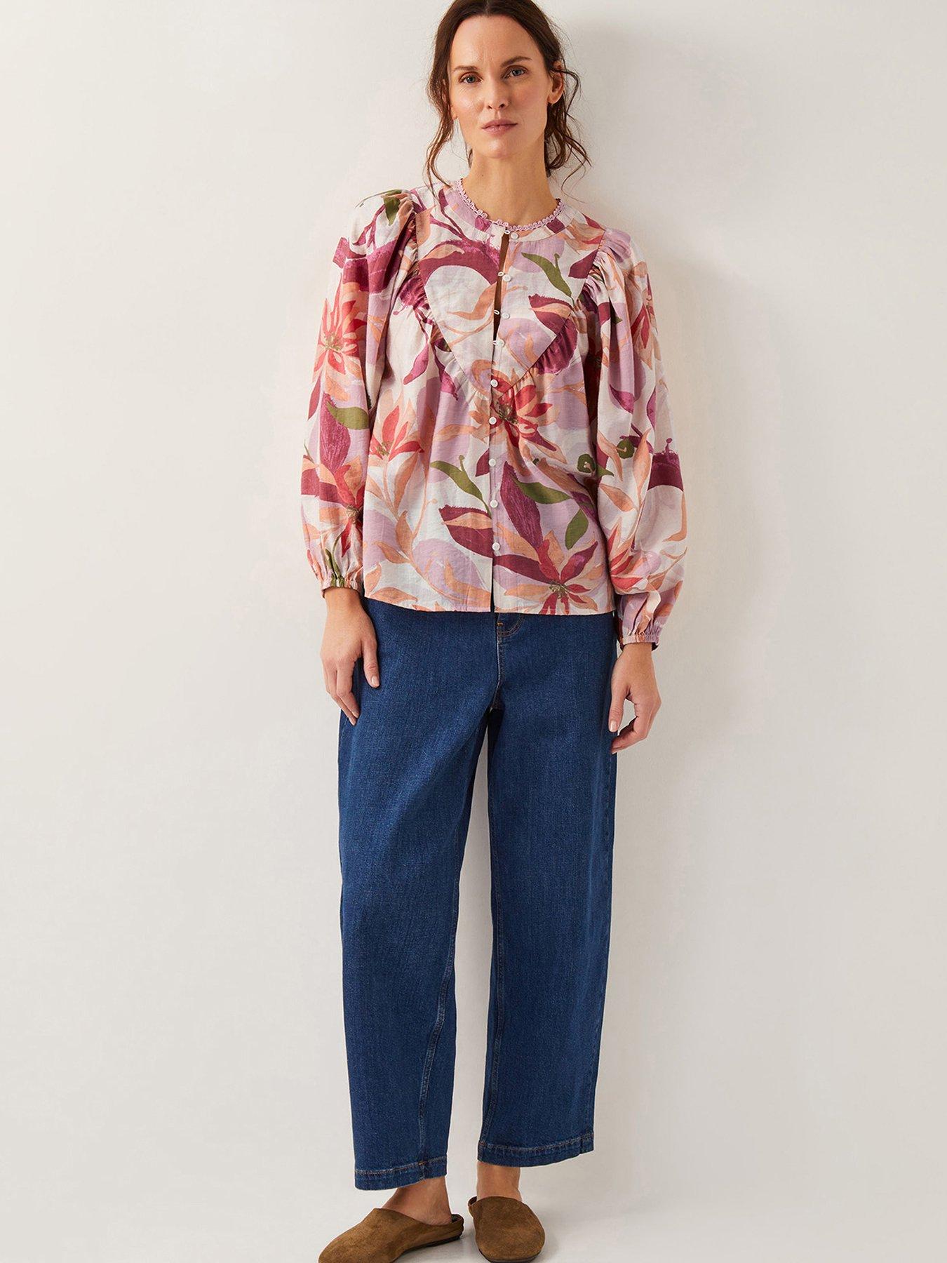  image of monsoon-piper-print-top-orange