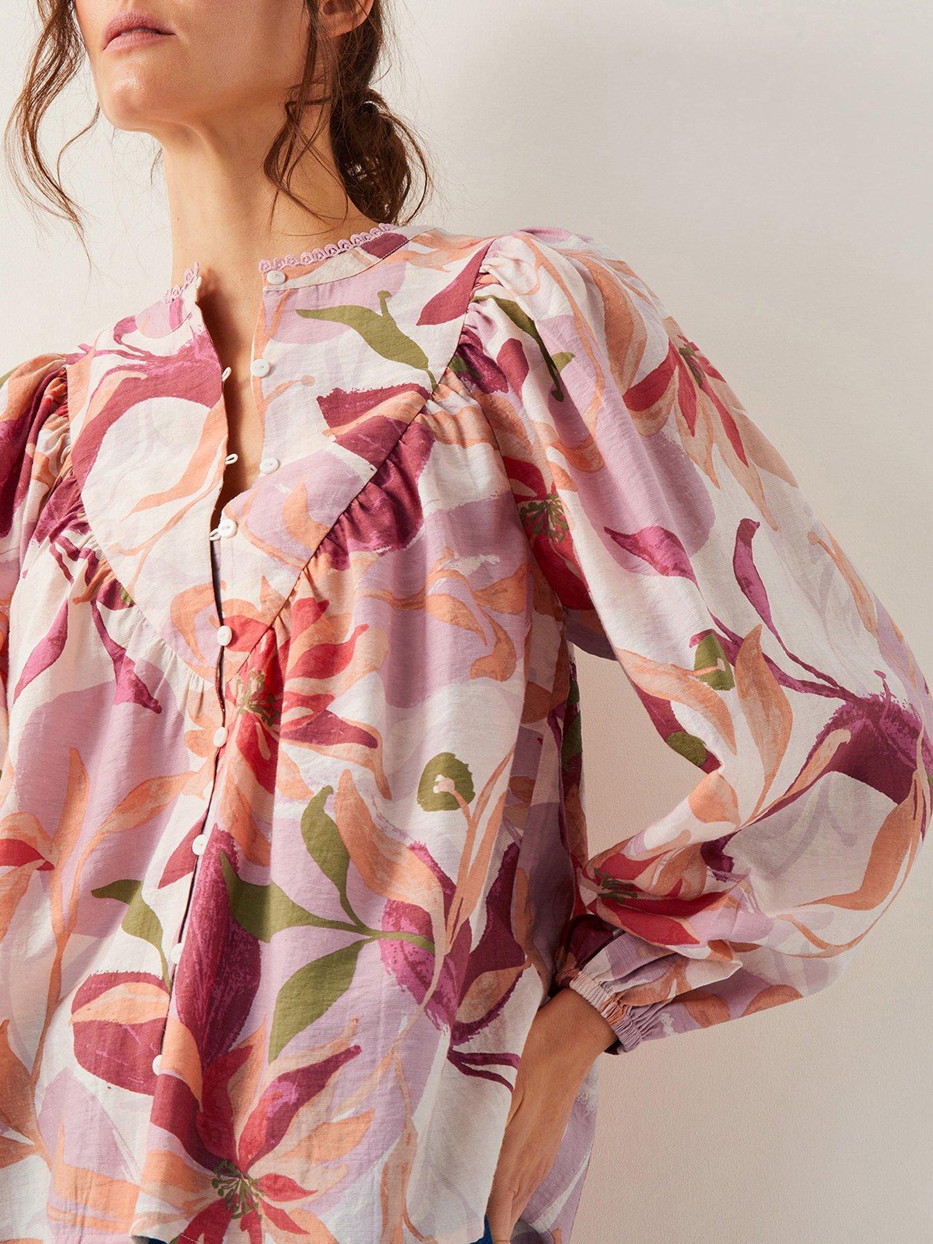  image of monsoon-piper-print-top-orange
