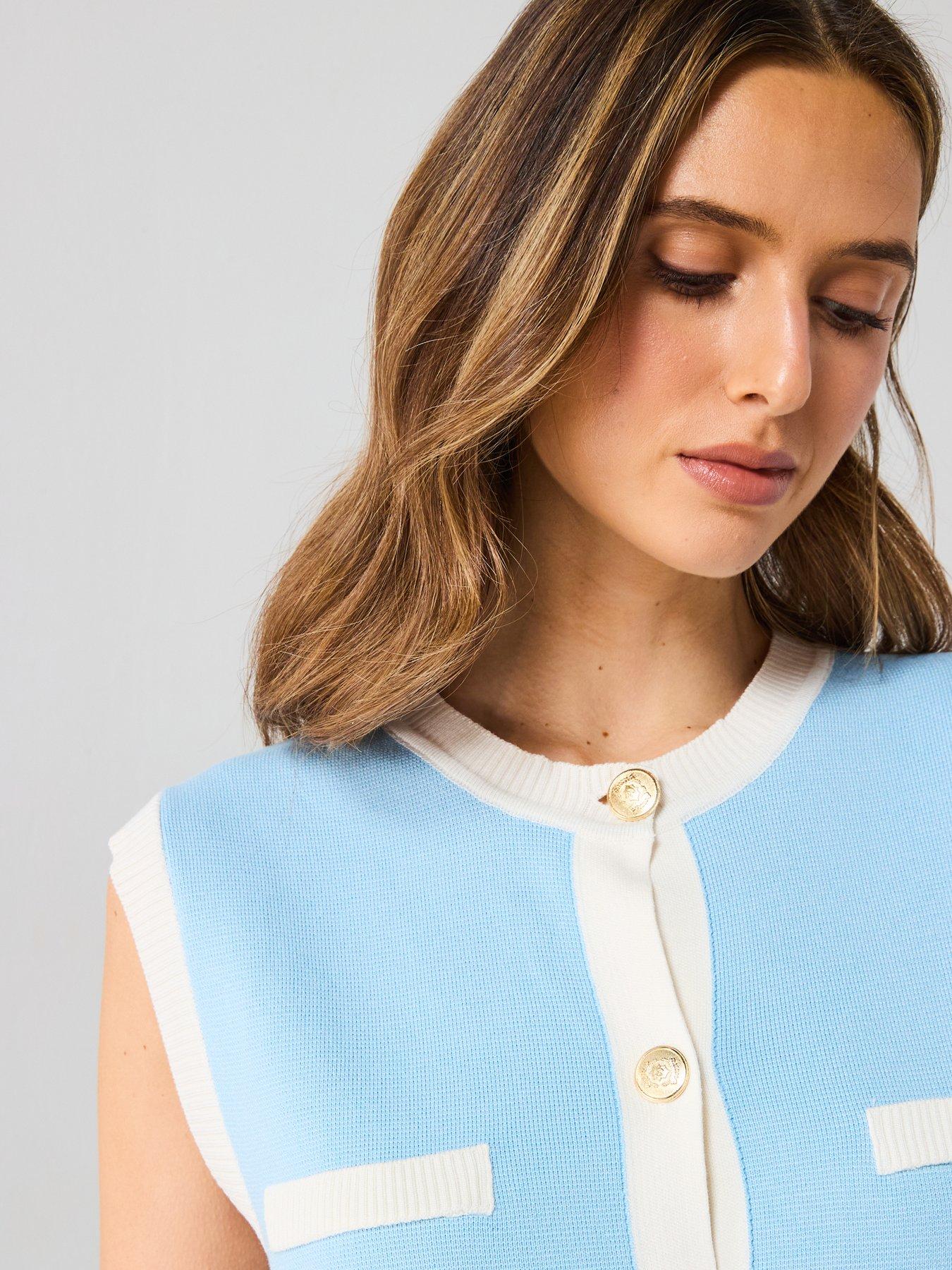  image of mango-knitted-waistcoat-with-contrast-piping-blue