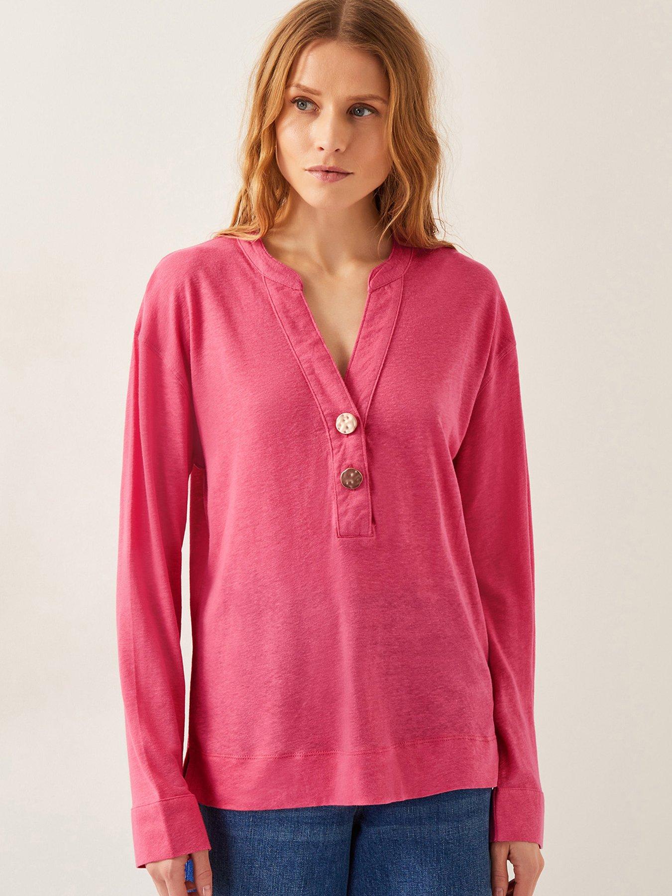 undefined Asher Linen Blend Top - Pink