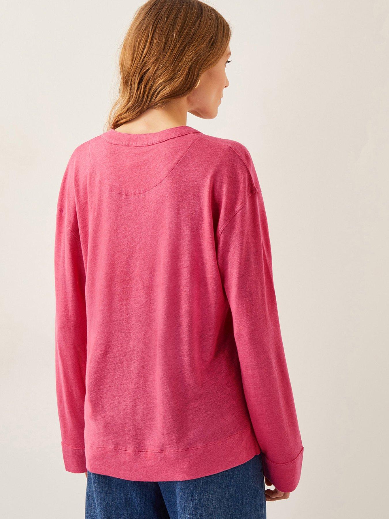  image of monsoon-asher-linen-blend-top-pink