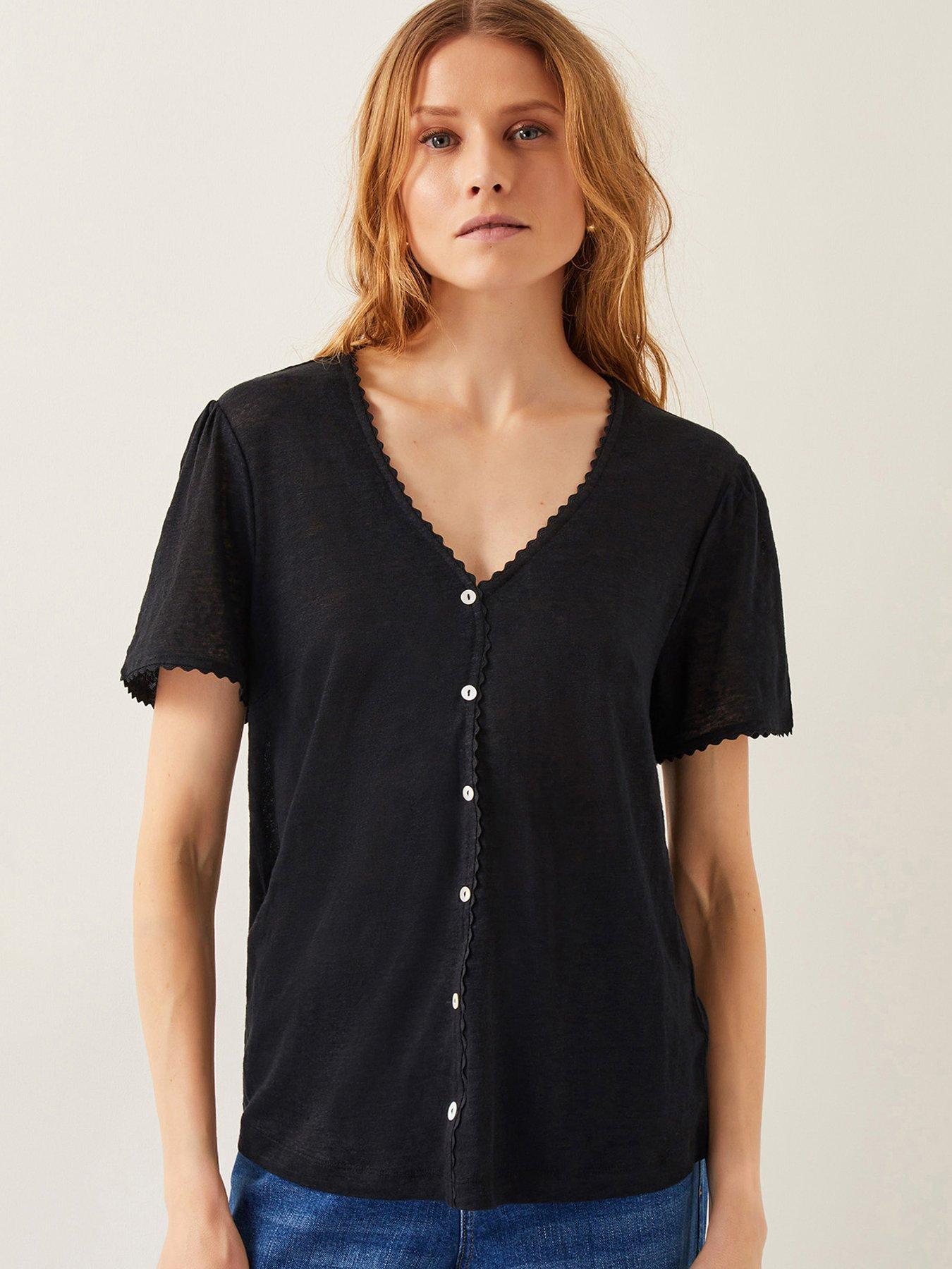 undefined Imogen Linen T-Shirt - Black