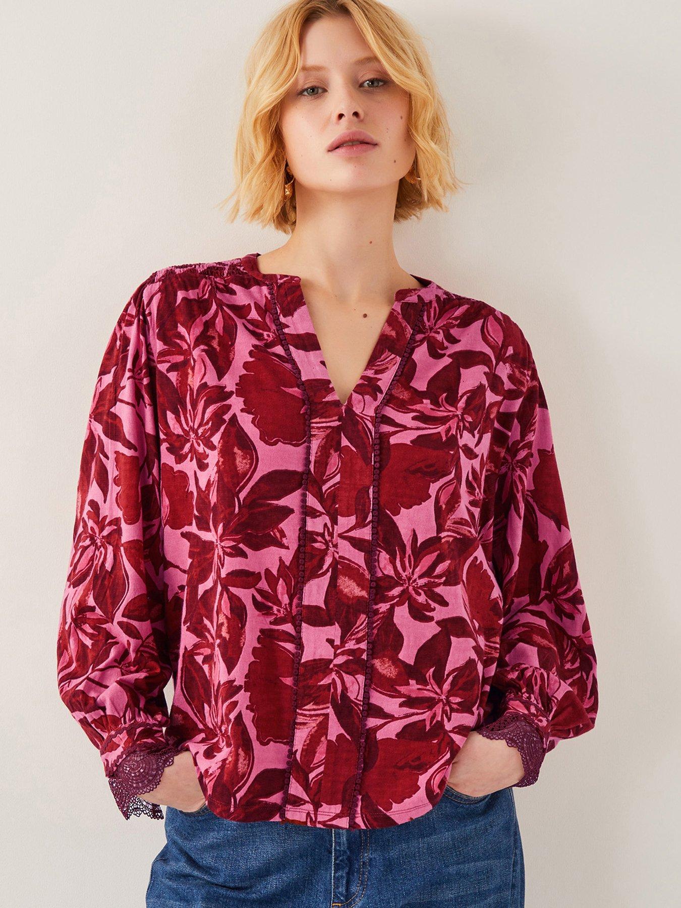 undefined Aimee Print Jersey Top - Pink