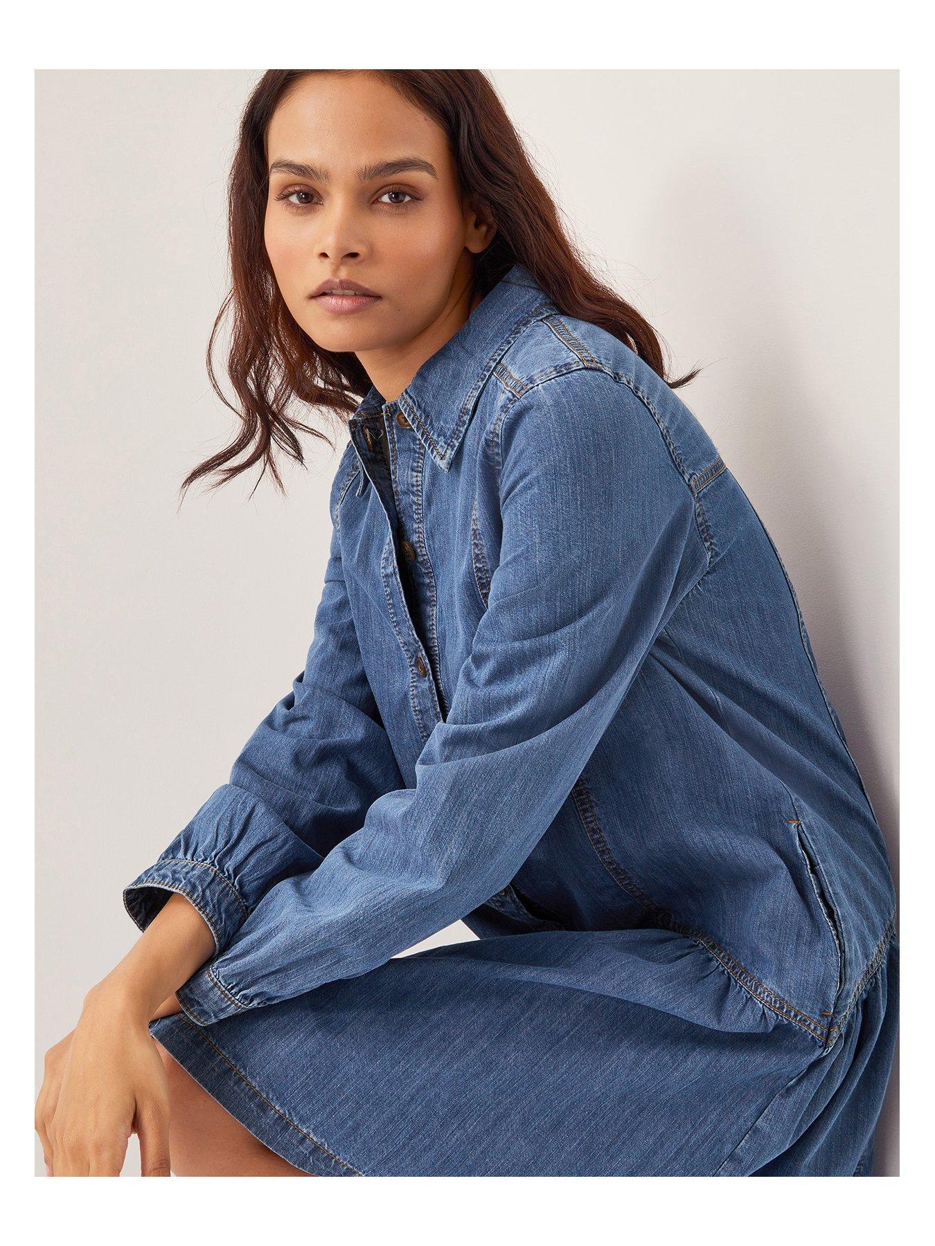  image of monsoon-isla-button-dress-blue
