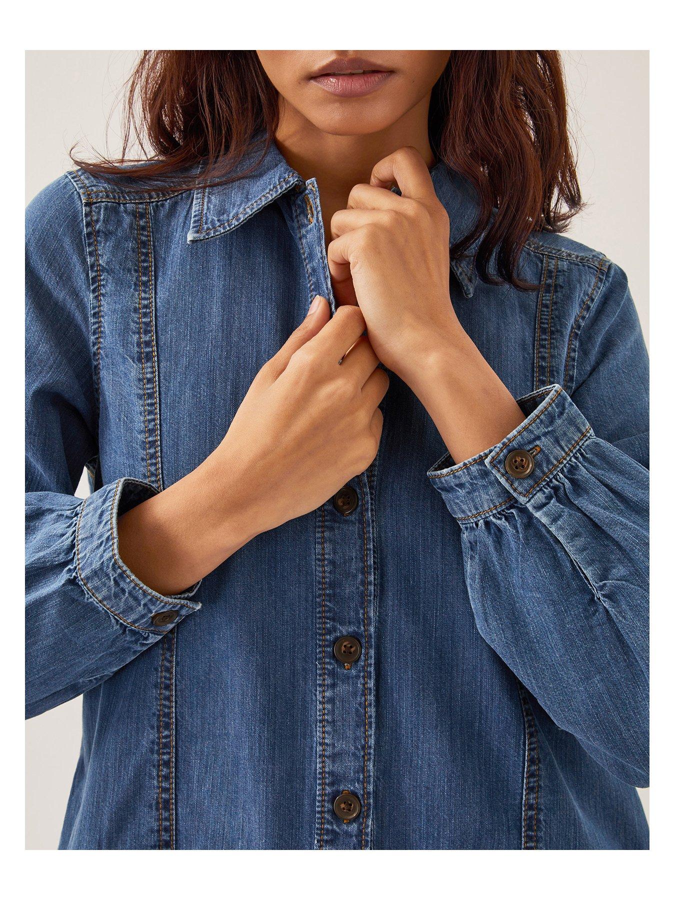  image of monsoon-isla-button-dress-blue
