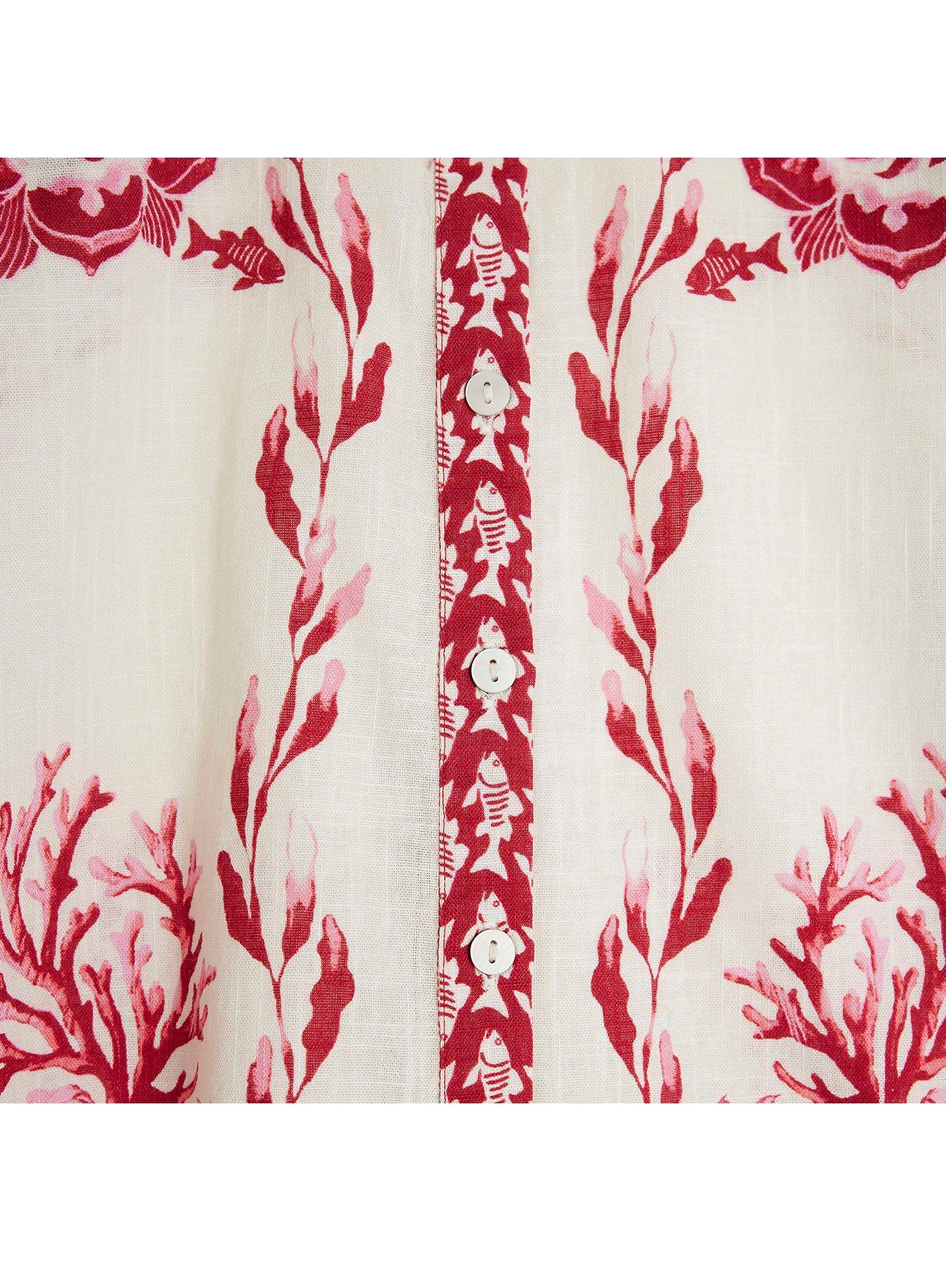  image of river-island-older-girl-bordered-printed-shirt-set-red