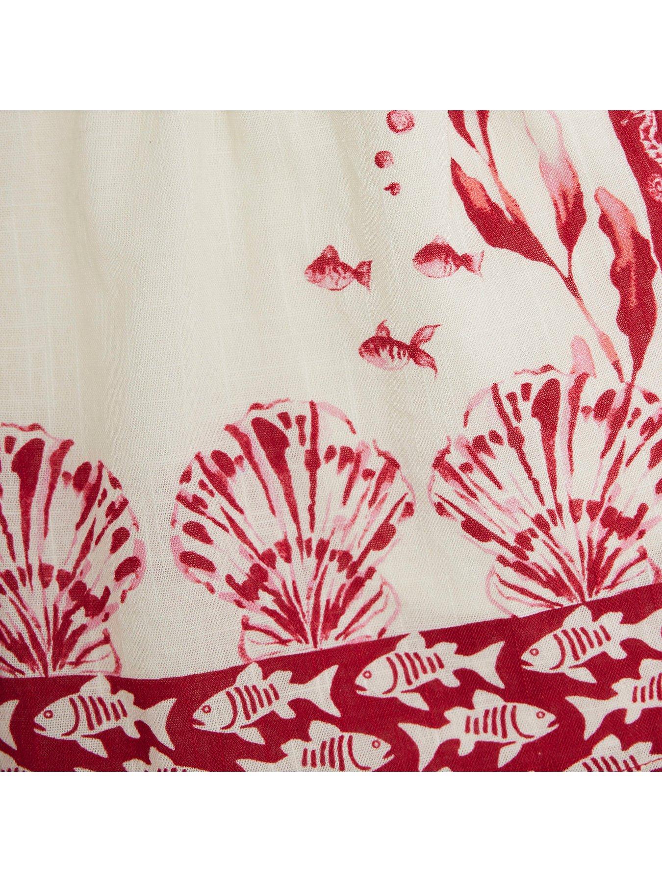  image of river-island-older-girl-bordered-printed-shirt-set-red