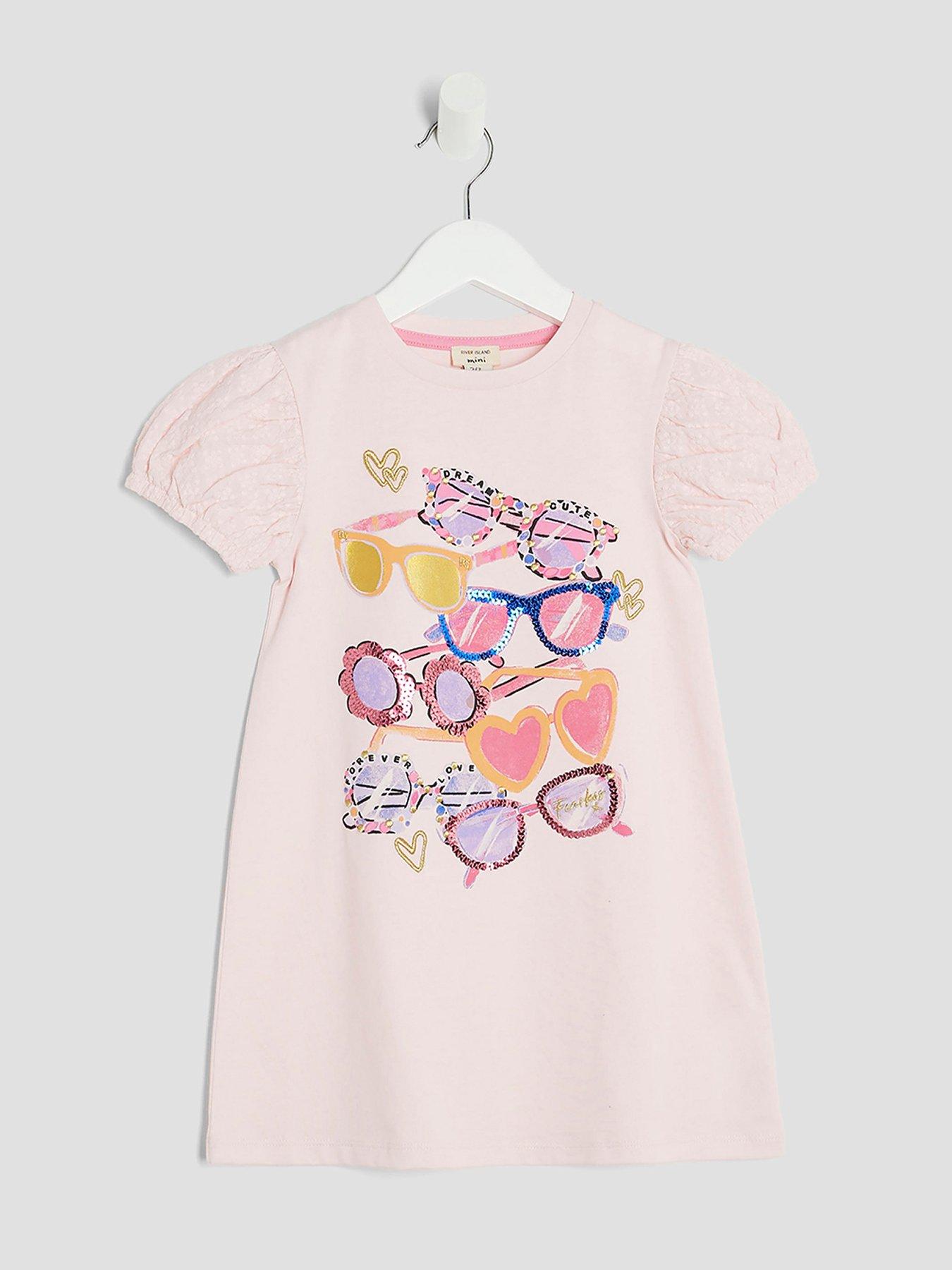 undefined Girl Sunglasses T-Shirt Dress - Pink