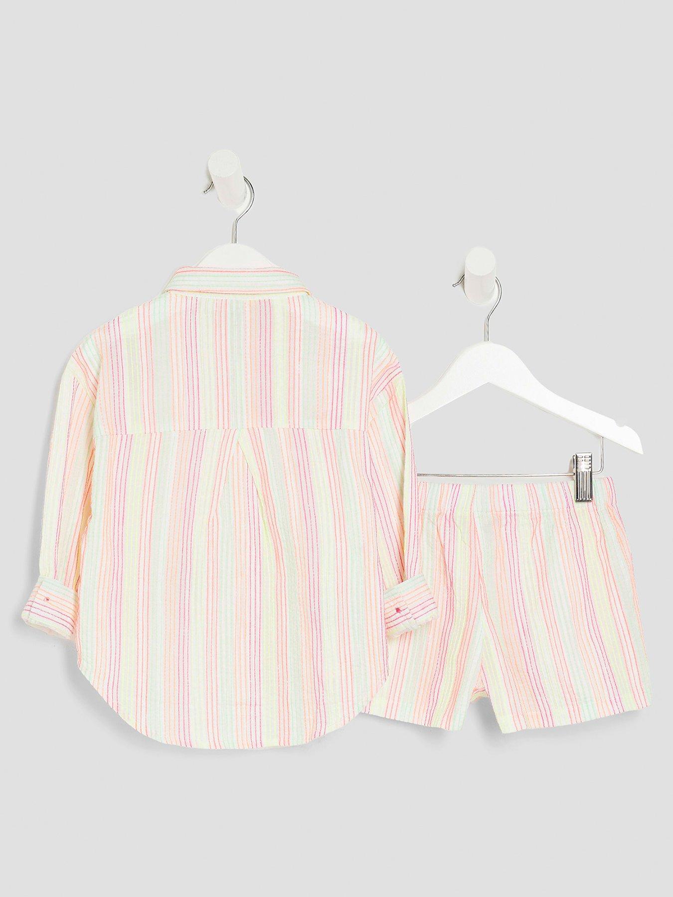 back image of river-island-mini-girls-stripe-embroid-shirt-set