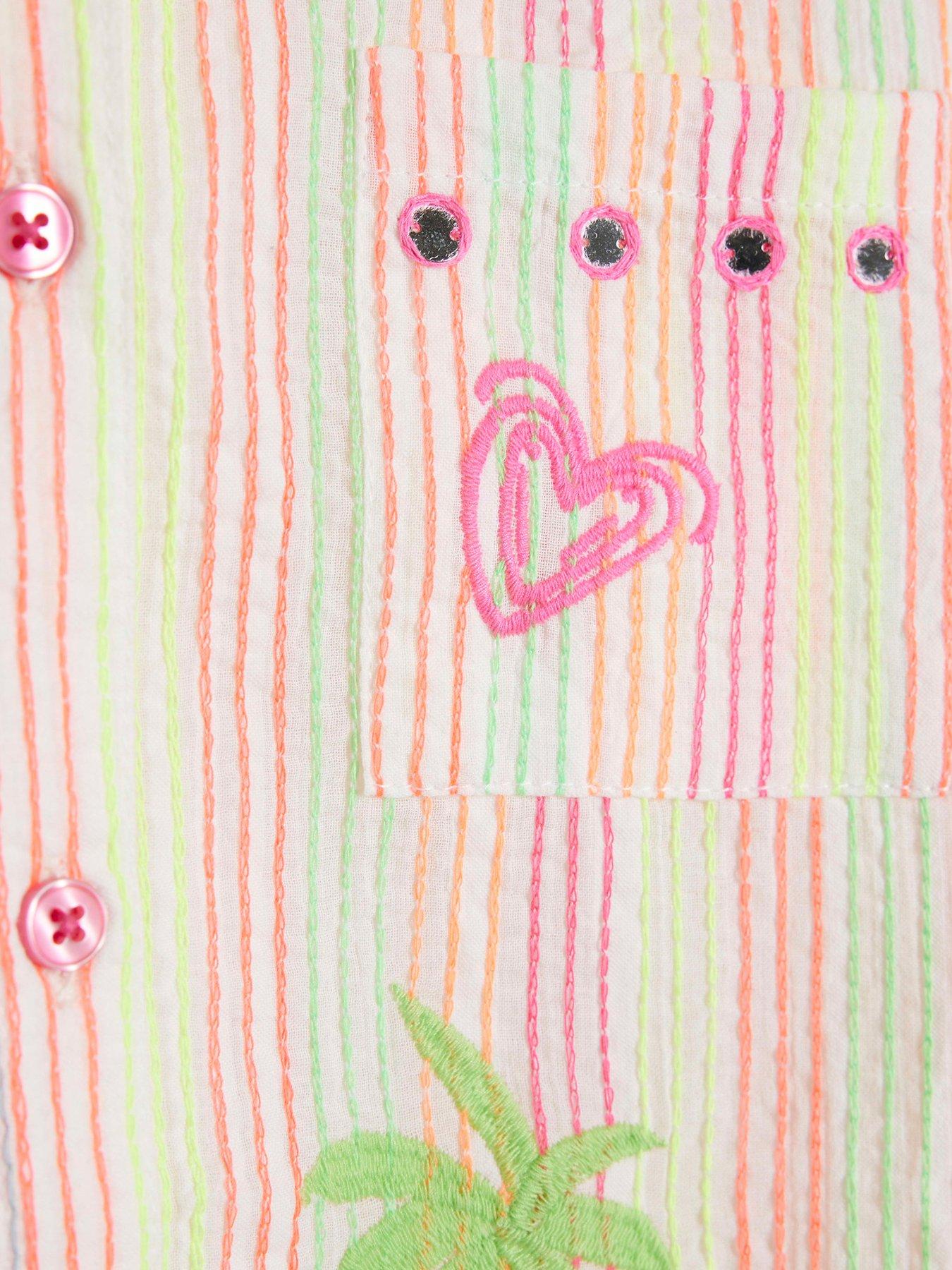  image of river-island-mini-girls-stripe-embroid-shirt-set
