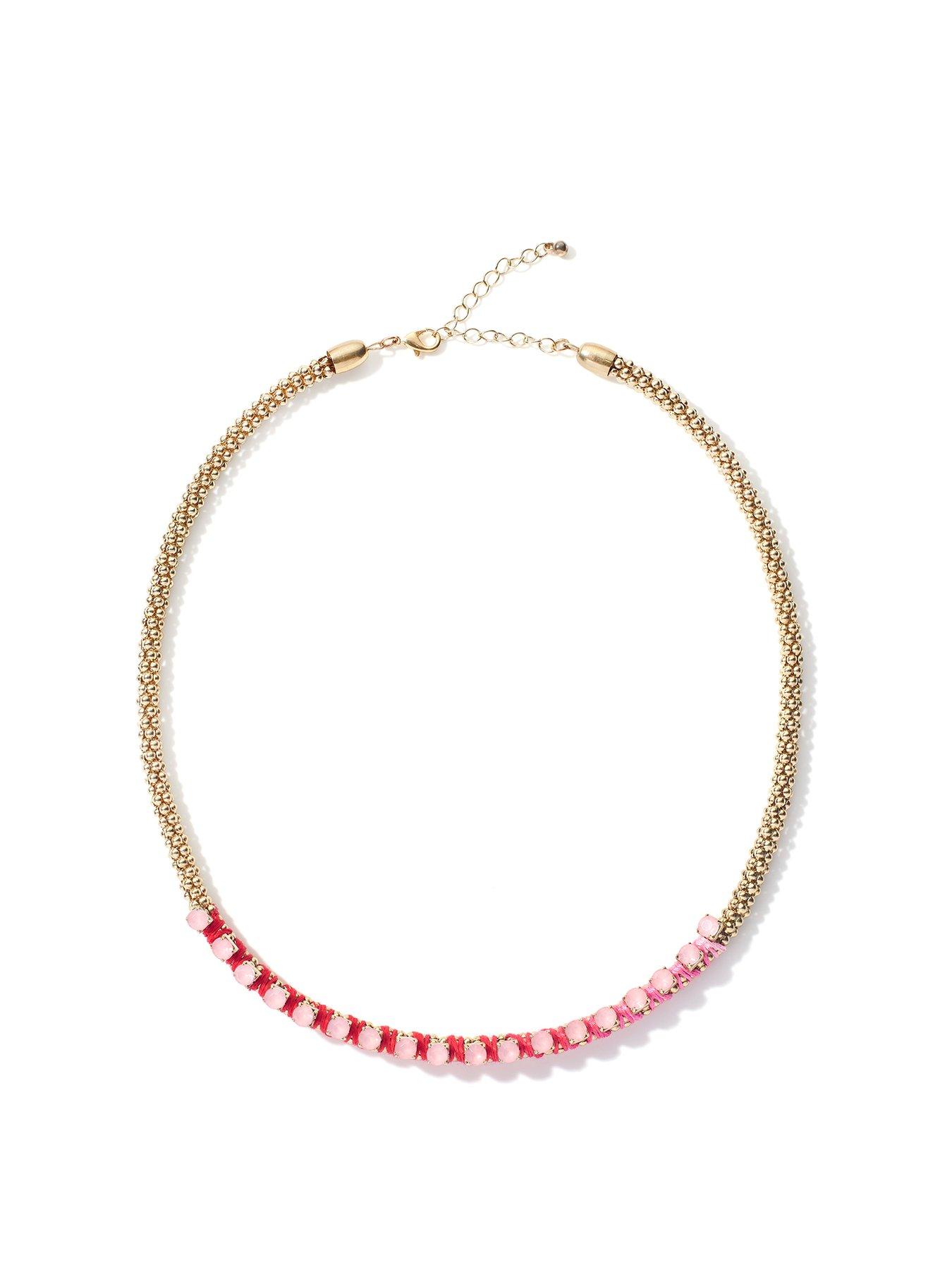 the-love-collection-gold-tone-hot-pink-boho-necklace