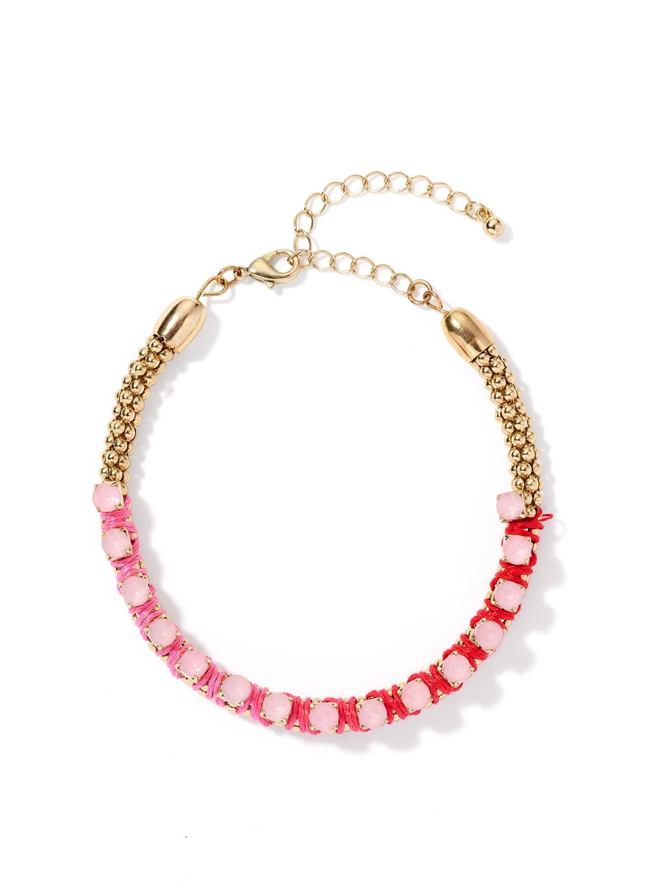 the-love-collection-gold-tone-hot-pink-boho-bracelet
