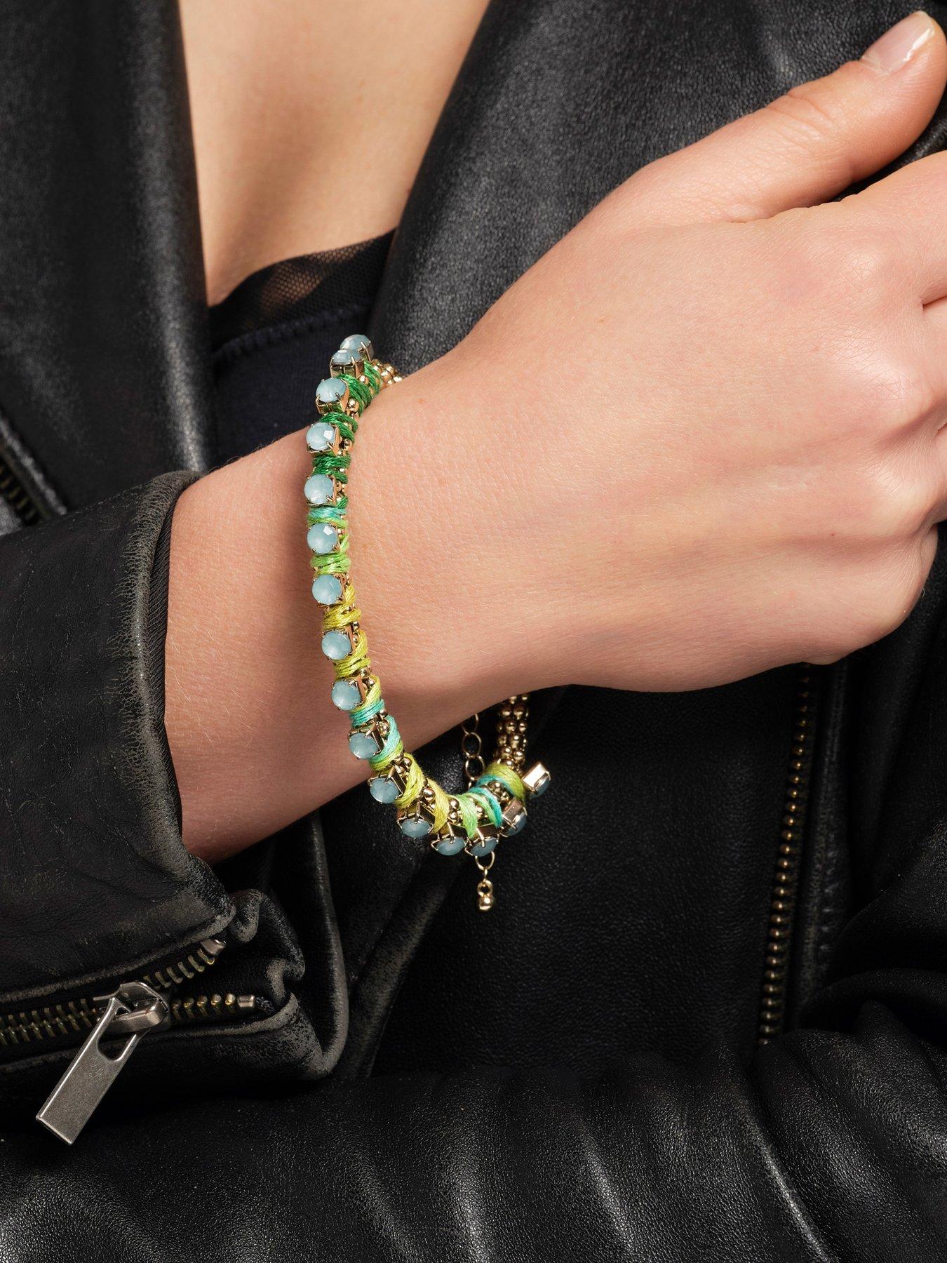 The Love Collection Gold Tone Green Boho Bracelet