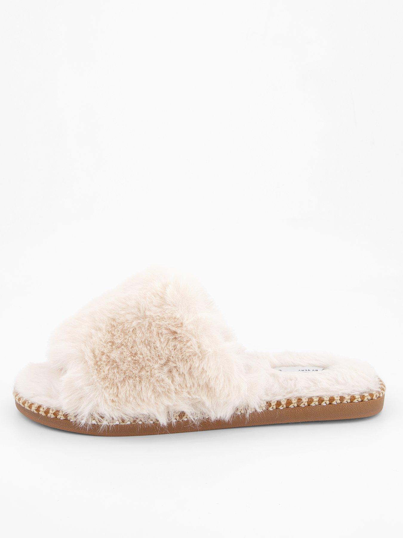 Image 2 of 7 of V by Very Faux Fur Slider Slipper - Cream
