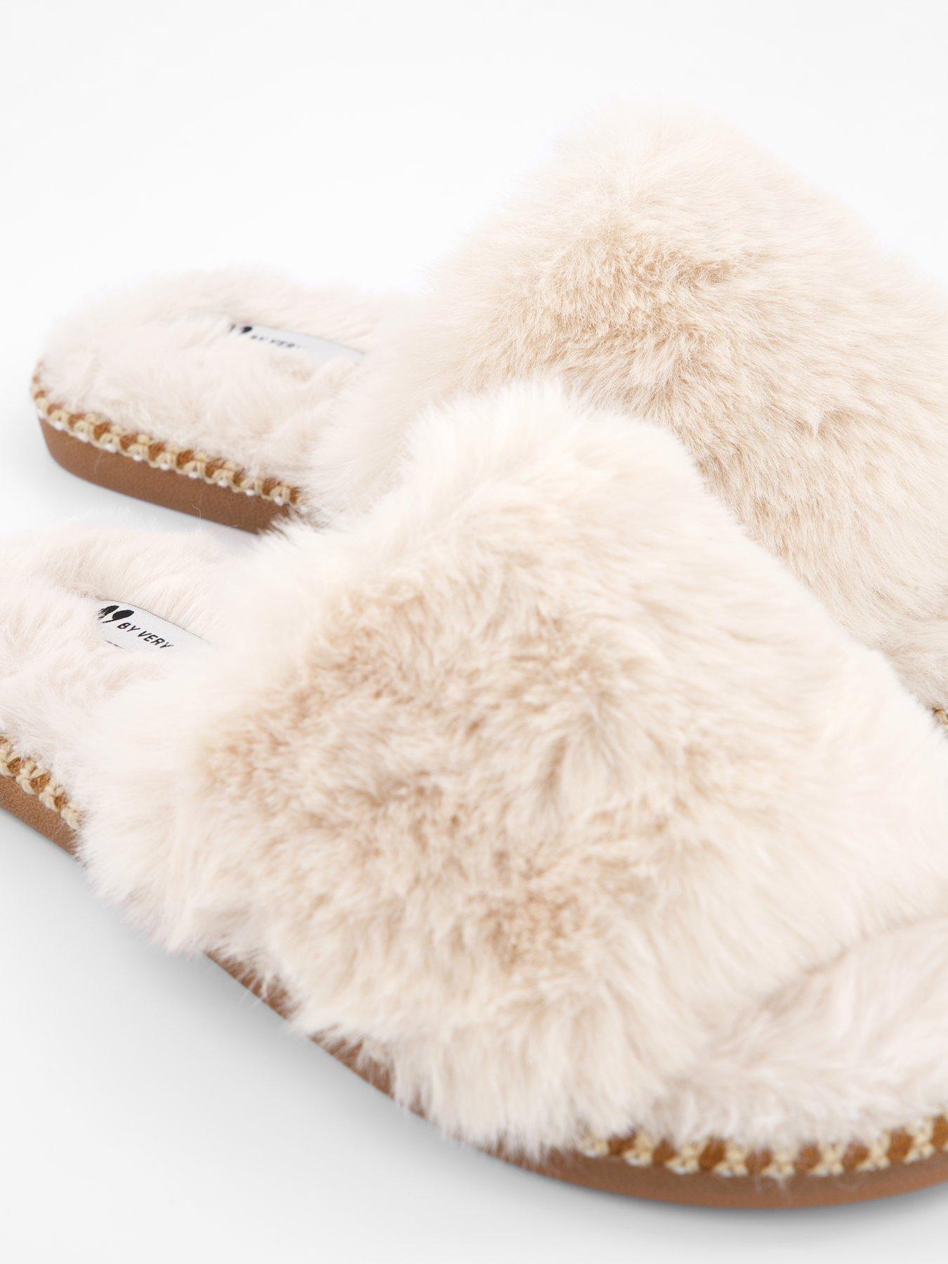 Image 6 of 7 of V by Very Faux Fur Slider Slipper - Cream